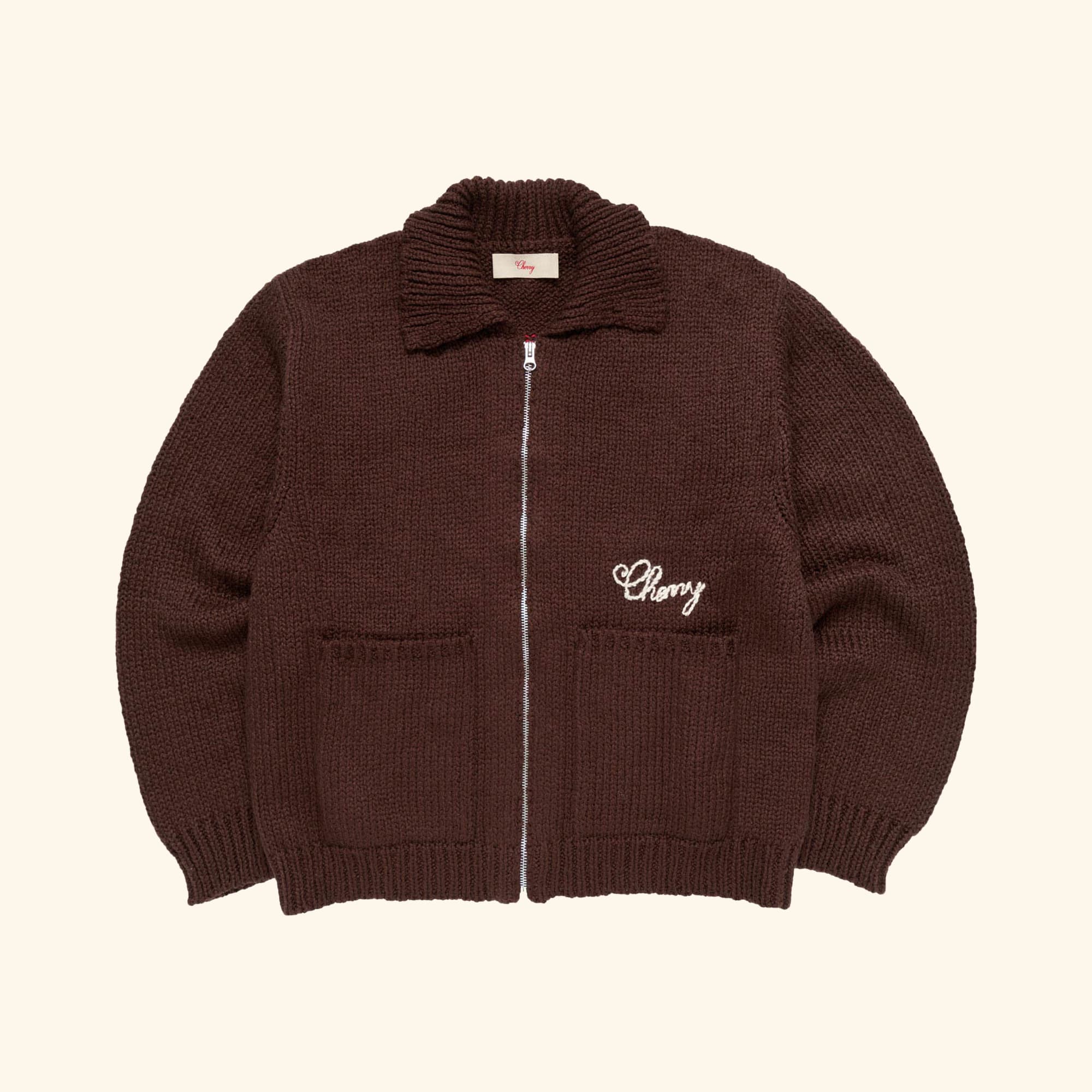 1 Star Cotton Knit Zip Jacket (Chocolate)