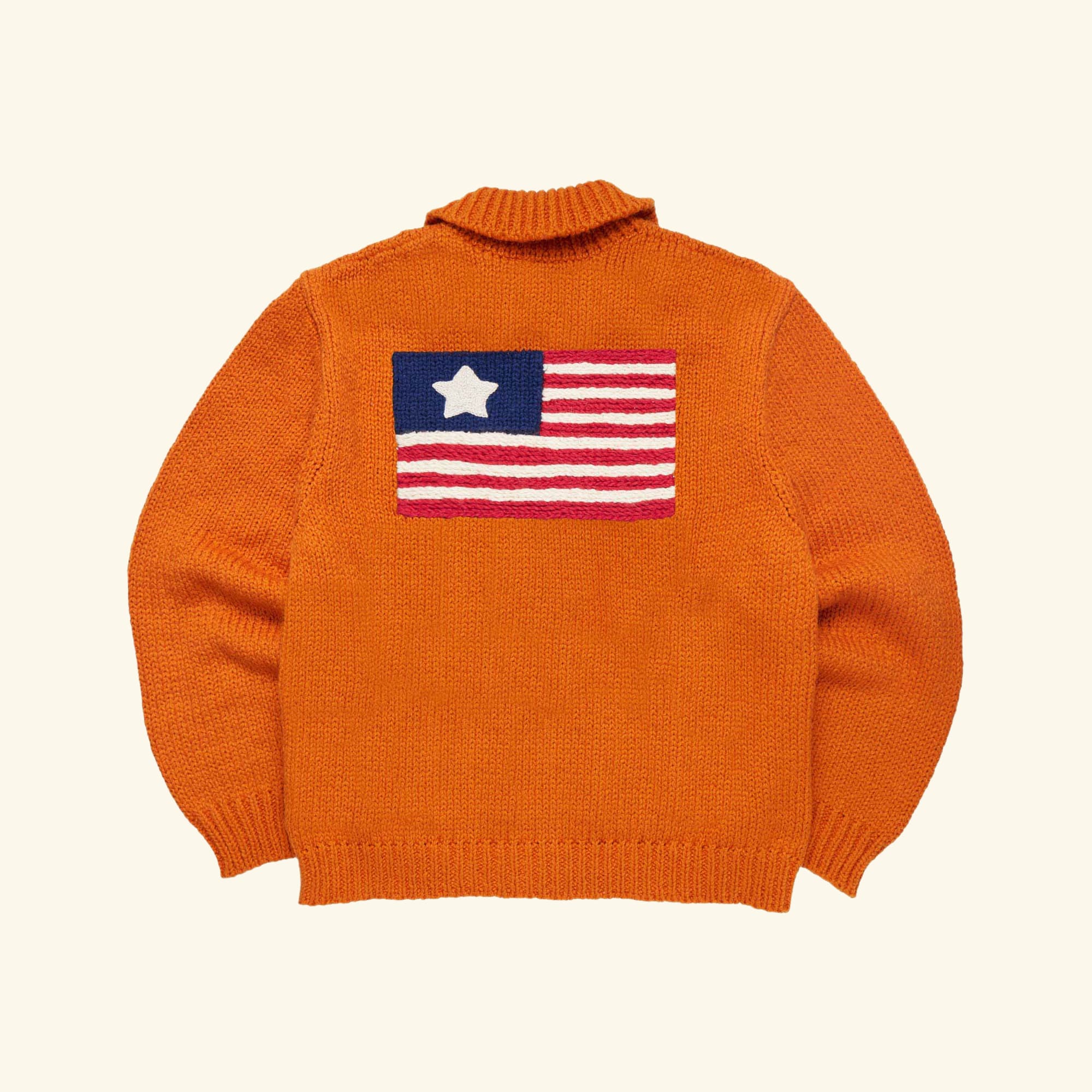 1 Star Cotton Knit Zip Jacket (Orange) - Image 6