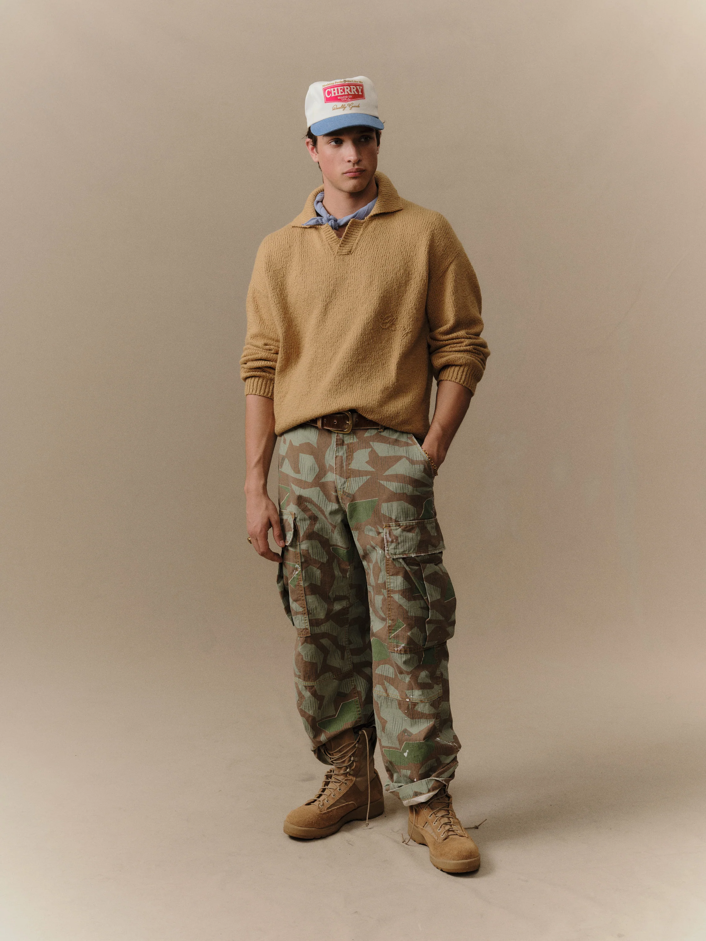 5 Star Henley Knit Crew (Desert Tan) - Image 2