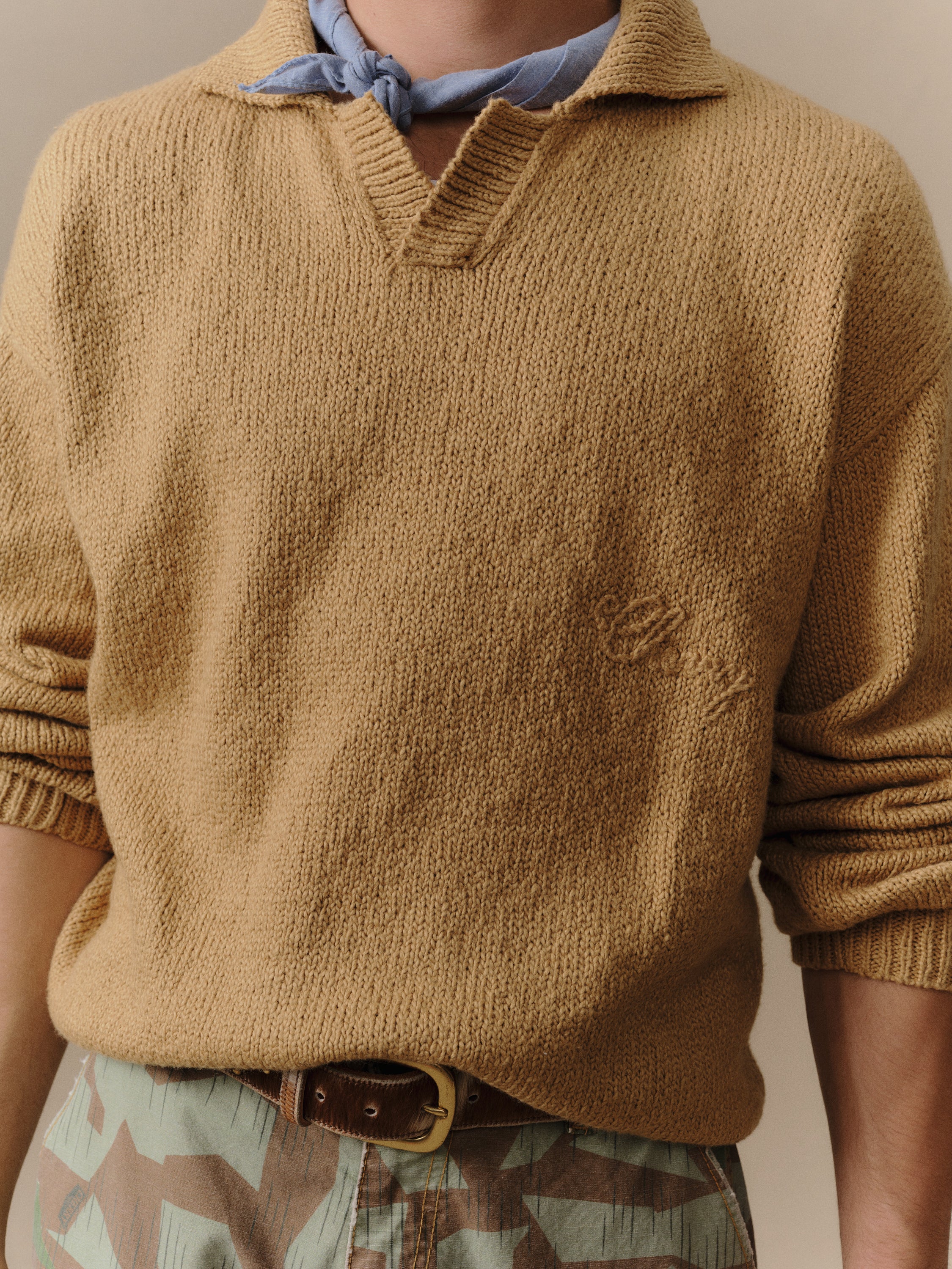 5 Star Henley Knit Crew (Desert Tan) - Image 3