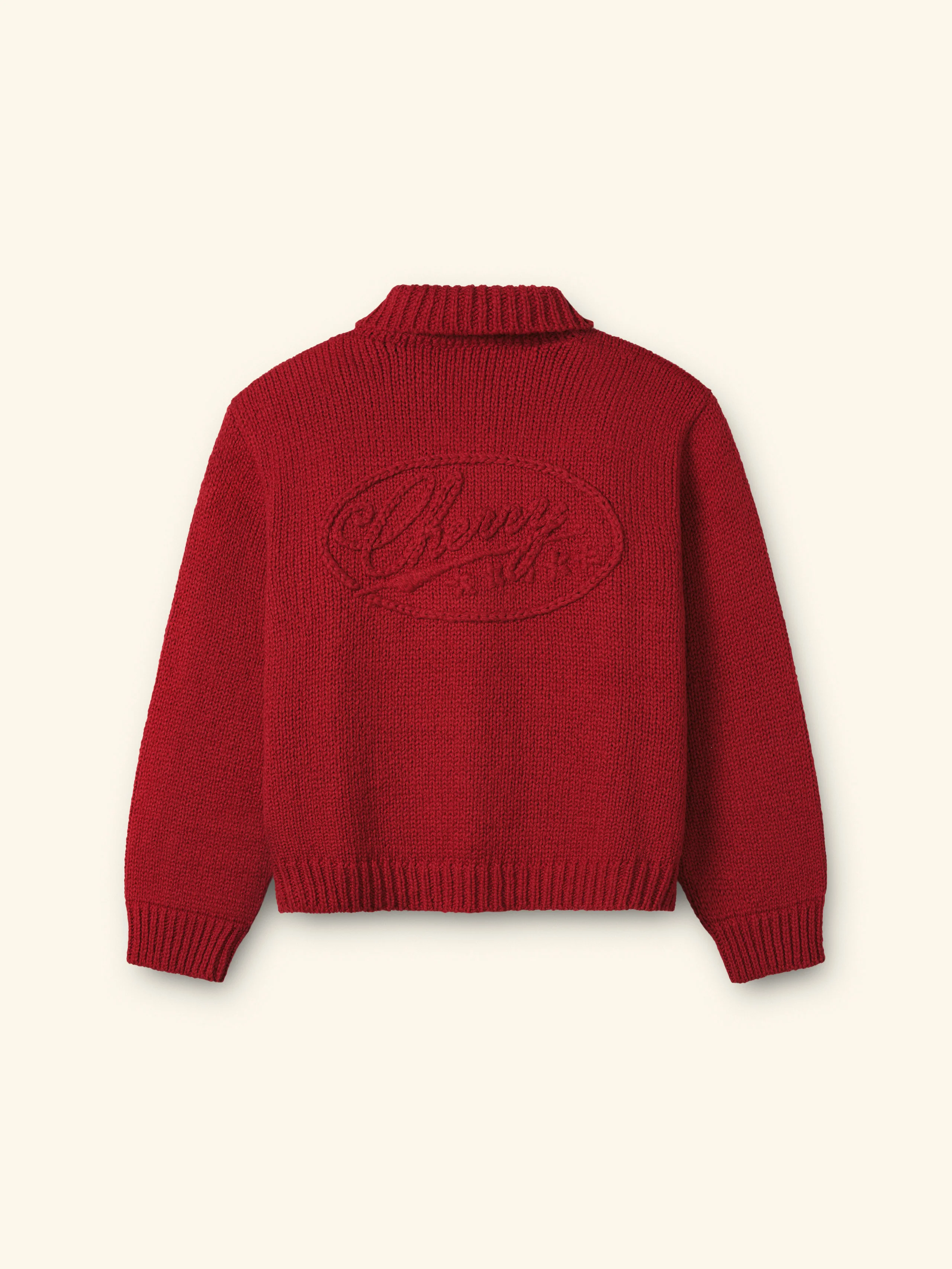 5 Star Cotton Knit Zip Jacket (Cherry Red) - Image 6