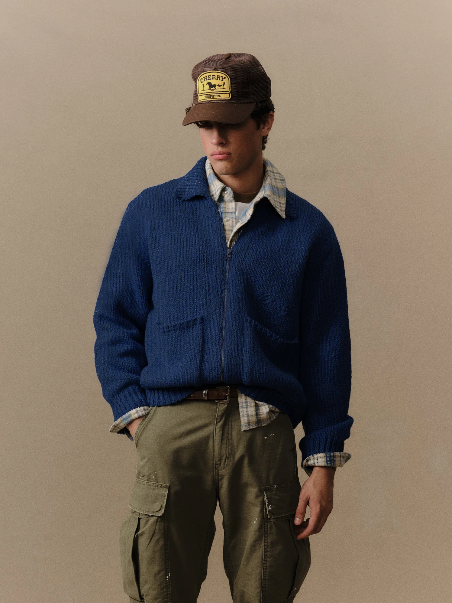 5 Star Knit Zip Jacket (Navy) - Image 2