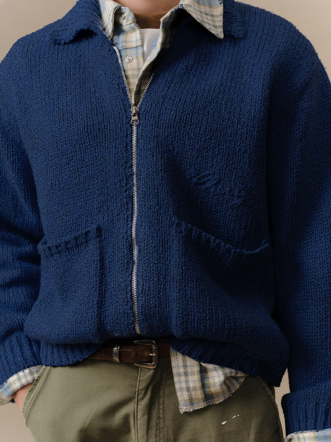 5 Star Knit Zip Jacket (Navy) - Image 3