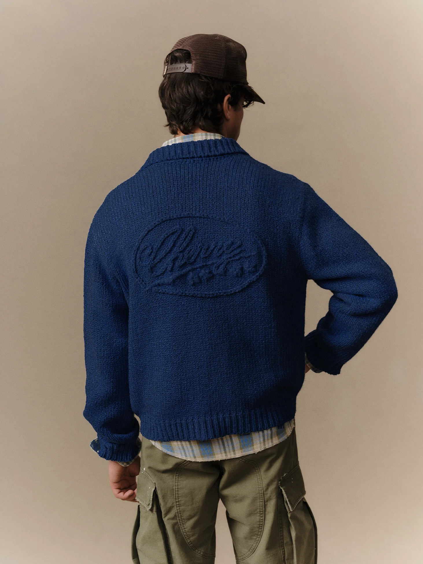 5 Star Knit Zip Jacket (Navy) - Image 4