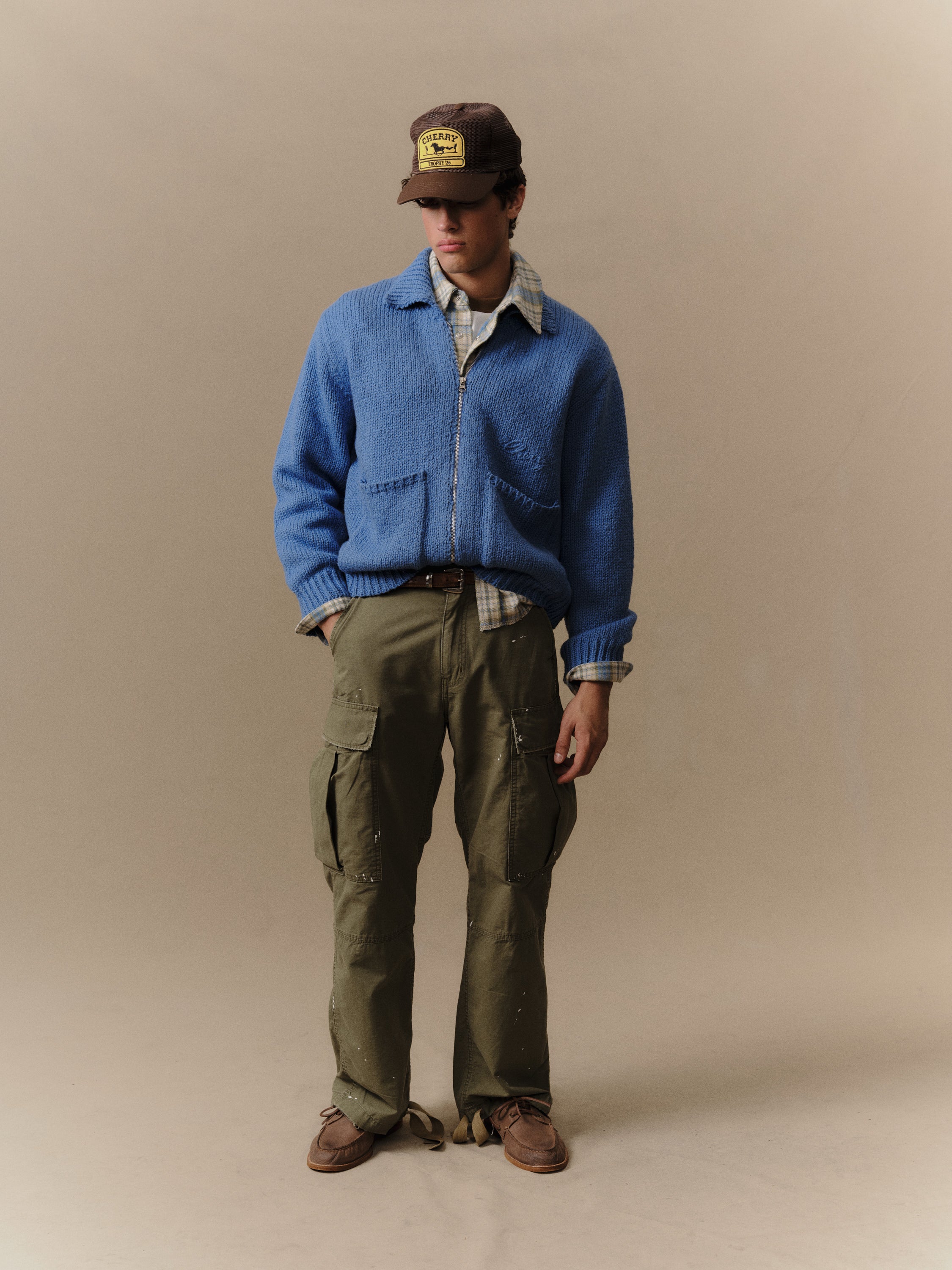 5 Star Knit Zip Jacket (Steel Blue) - Image 2