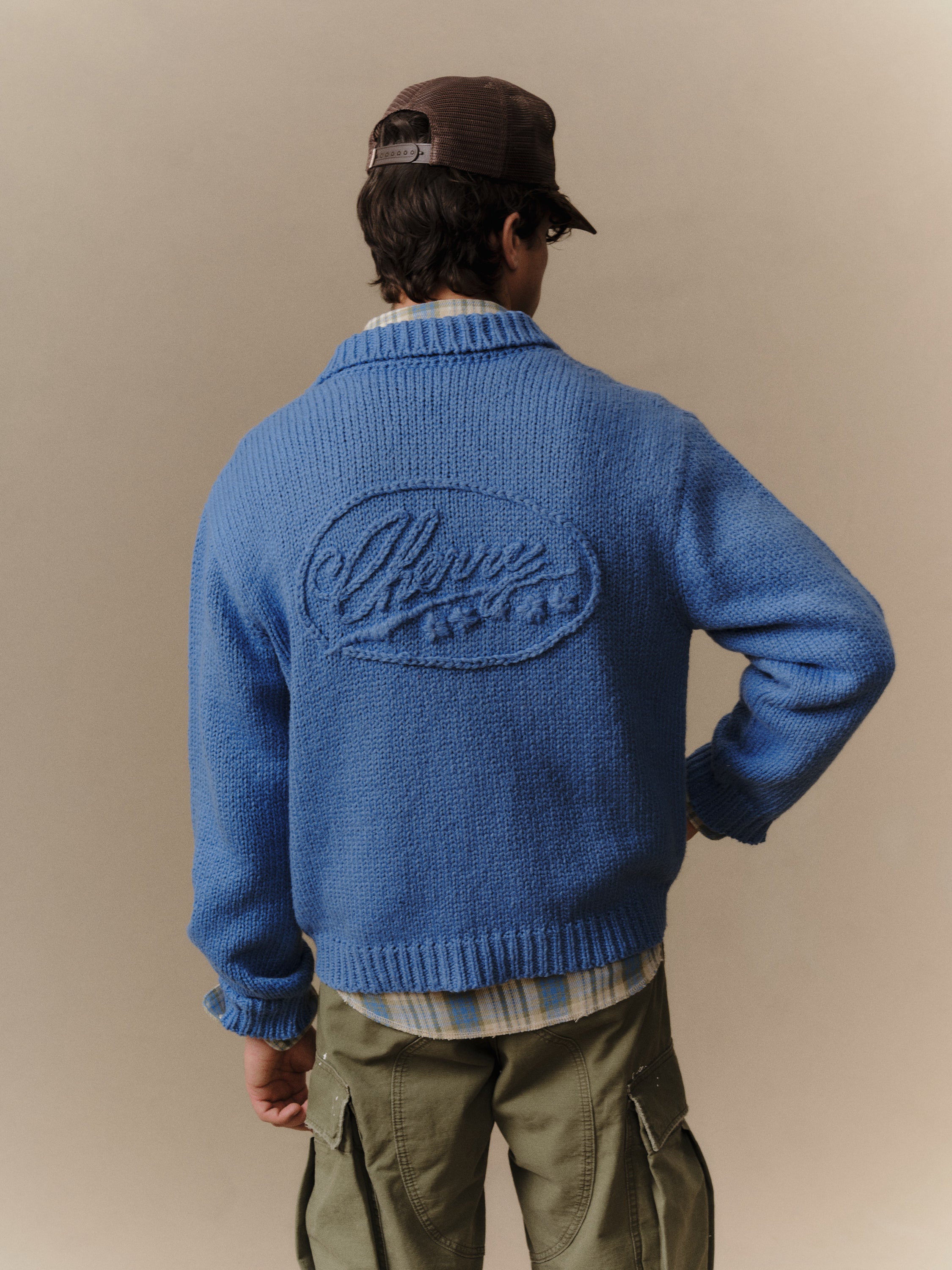 5 Star Knit Zip Jacket (Steel Blue) - Image 5