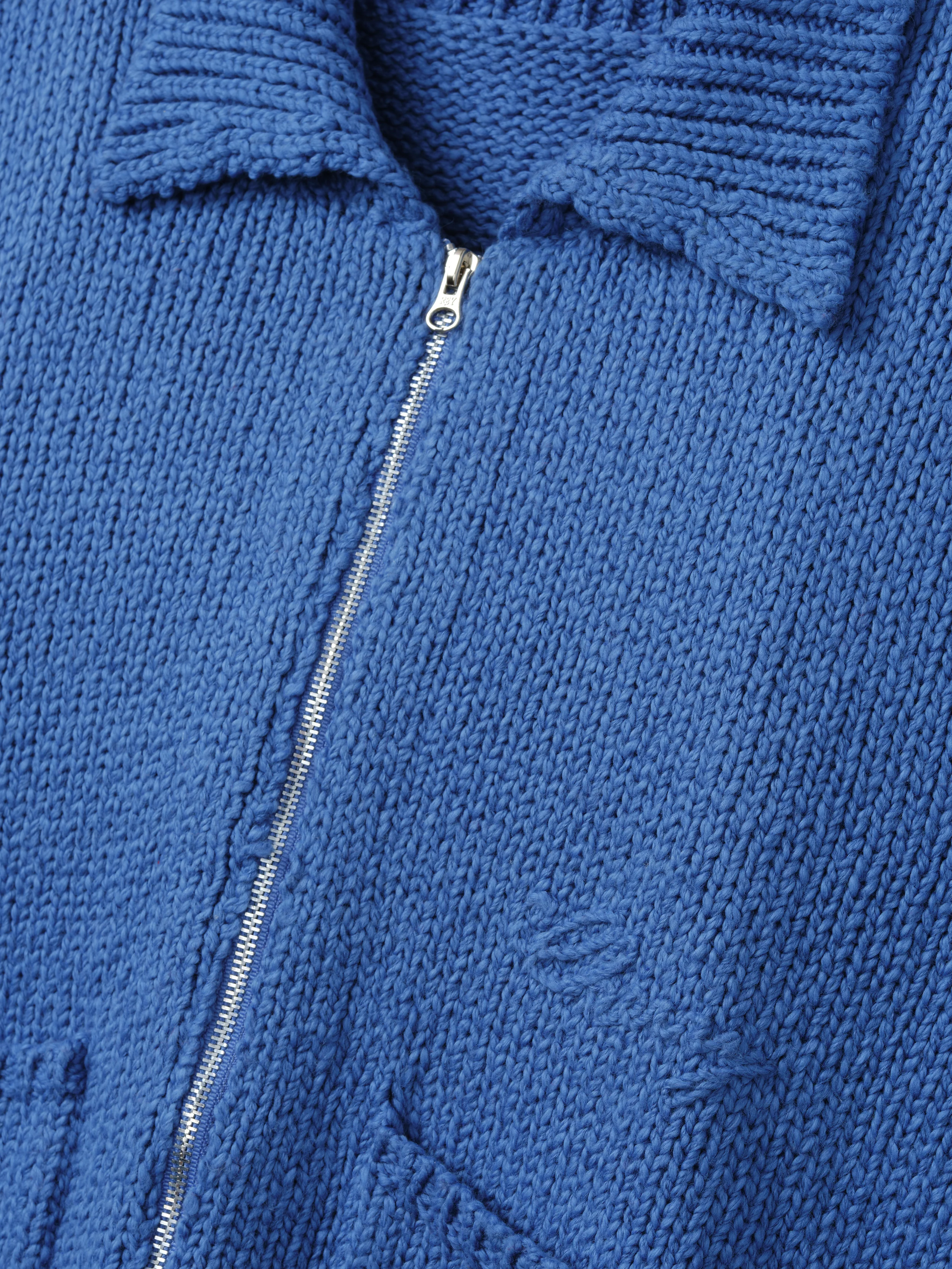 5 Star Knit Zip Jacket (Steel Blue) - Image 7