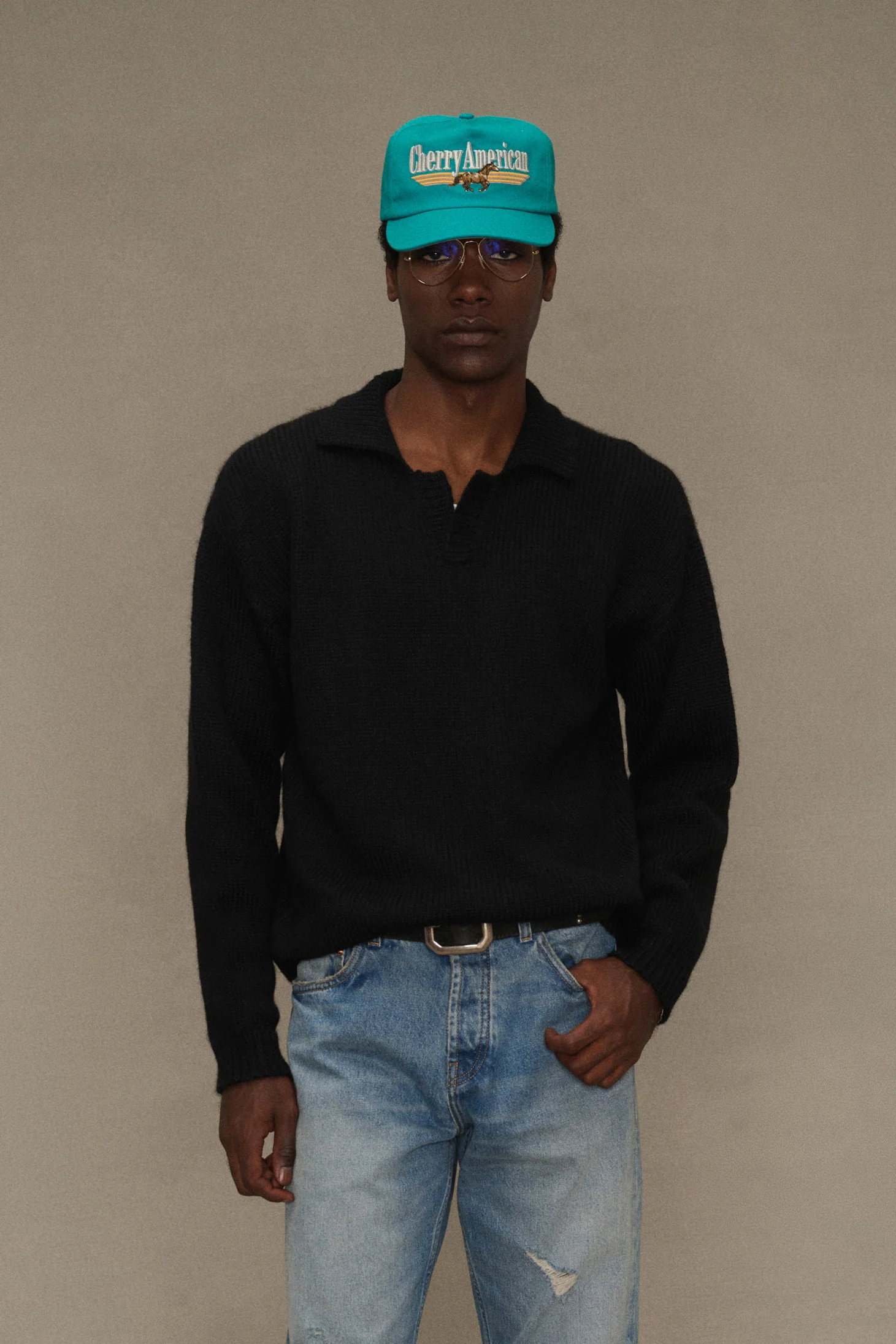 Alpaca Knit Henley (Black) - Image 3