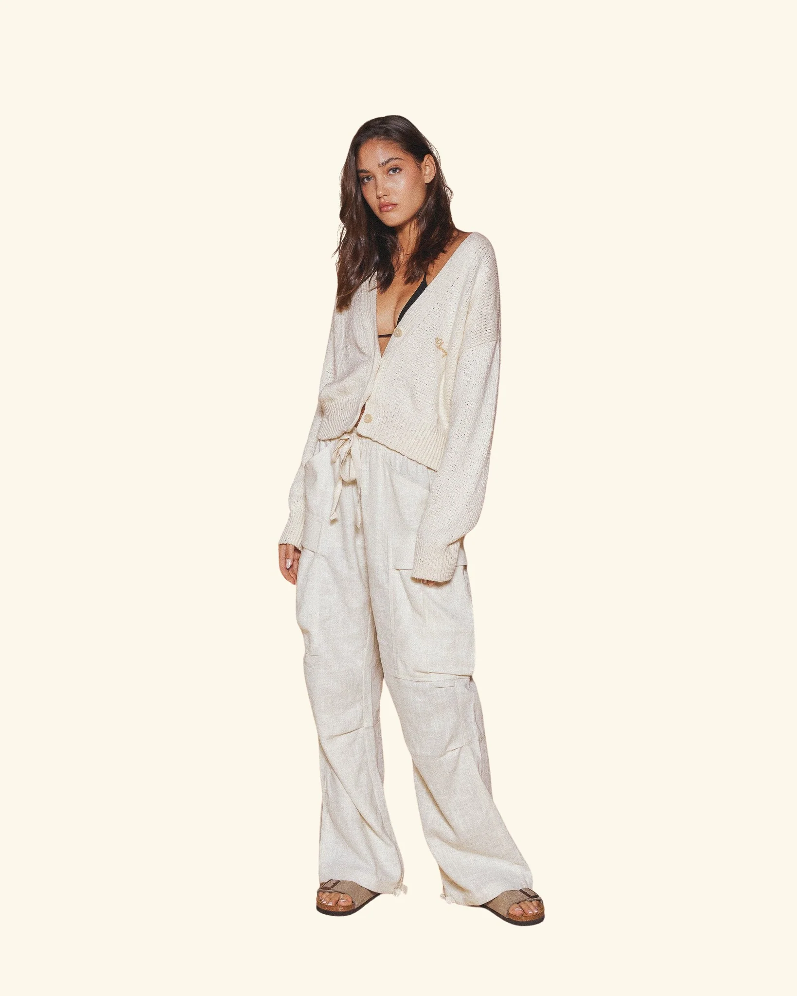 Baja Linen Cargo Pants (White) - Image 3