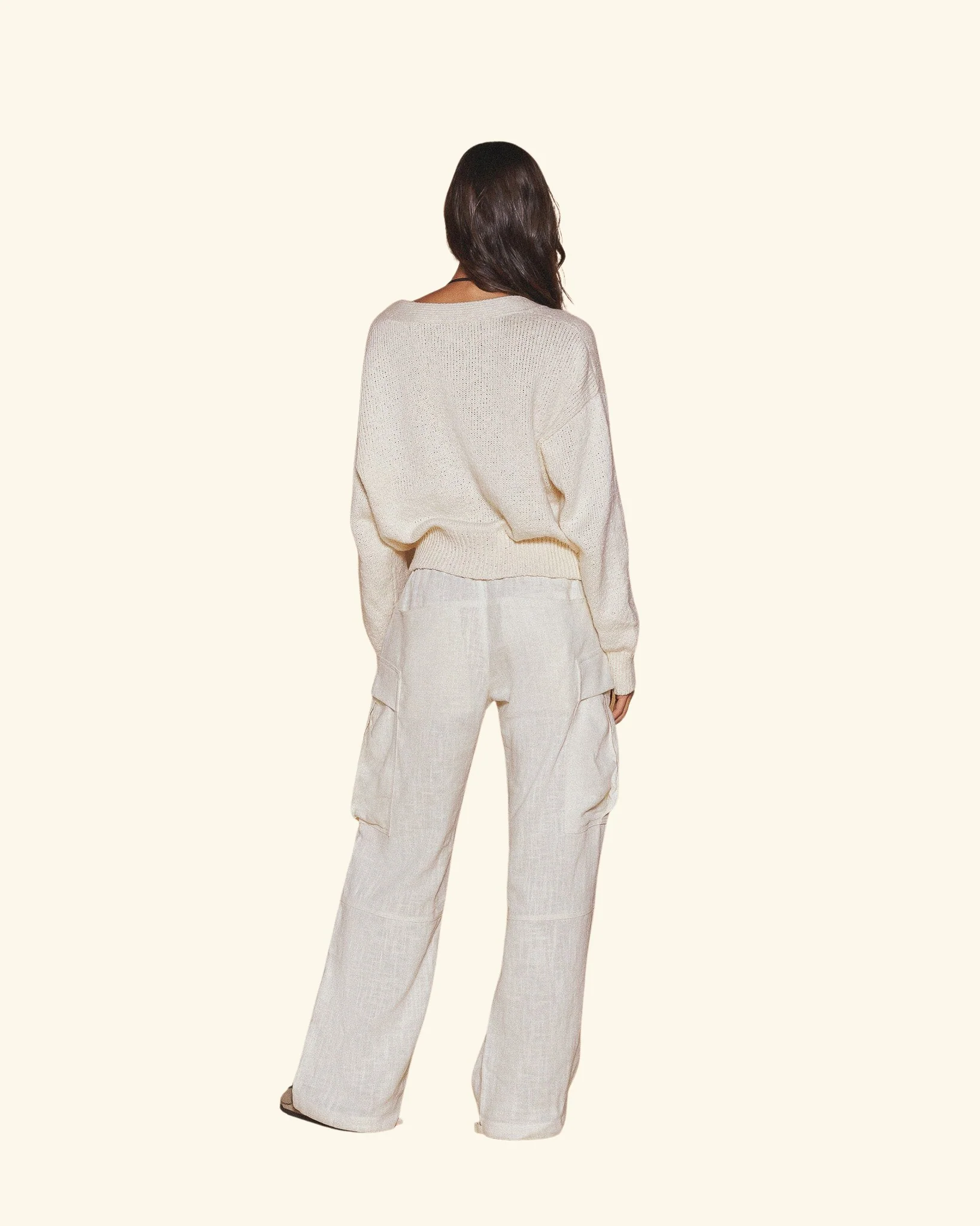 Baja Linen Cargo Pants (White) - Image 4