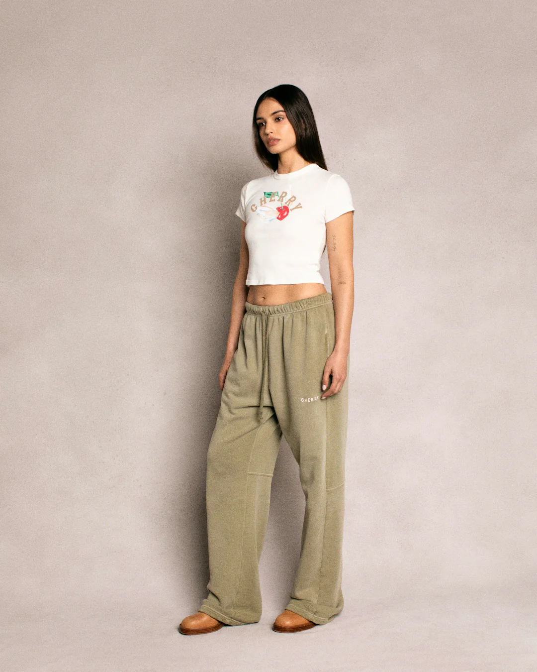 Basic Logo Parachute Sweatpants (Olive) - Image 3