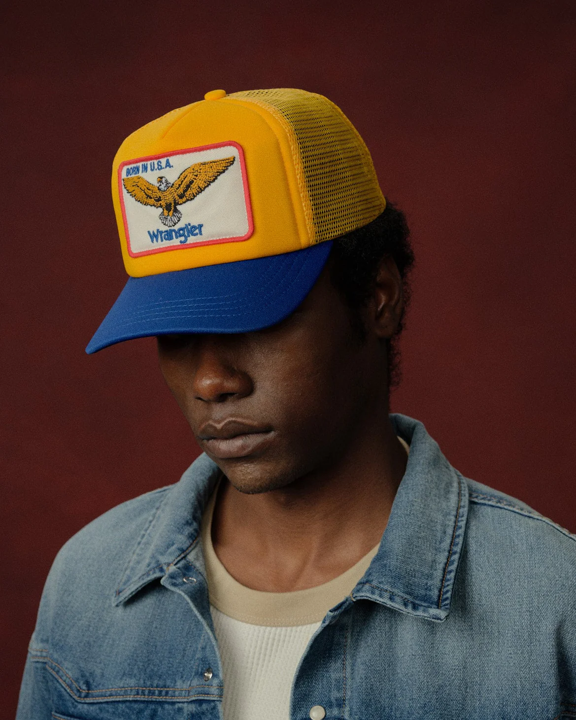 Cherry x Wrangler Trucker Hat (Yellow/Blue) - Image 2