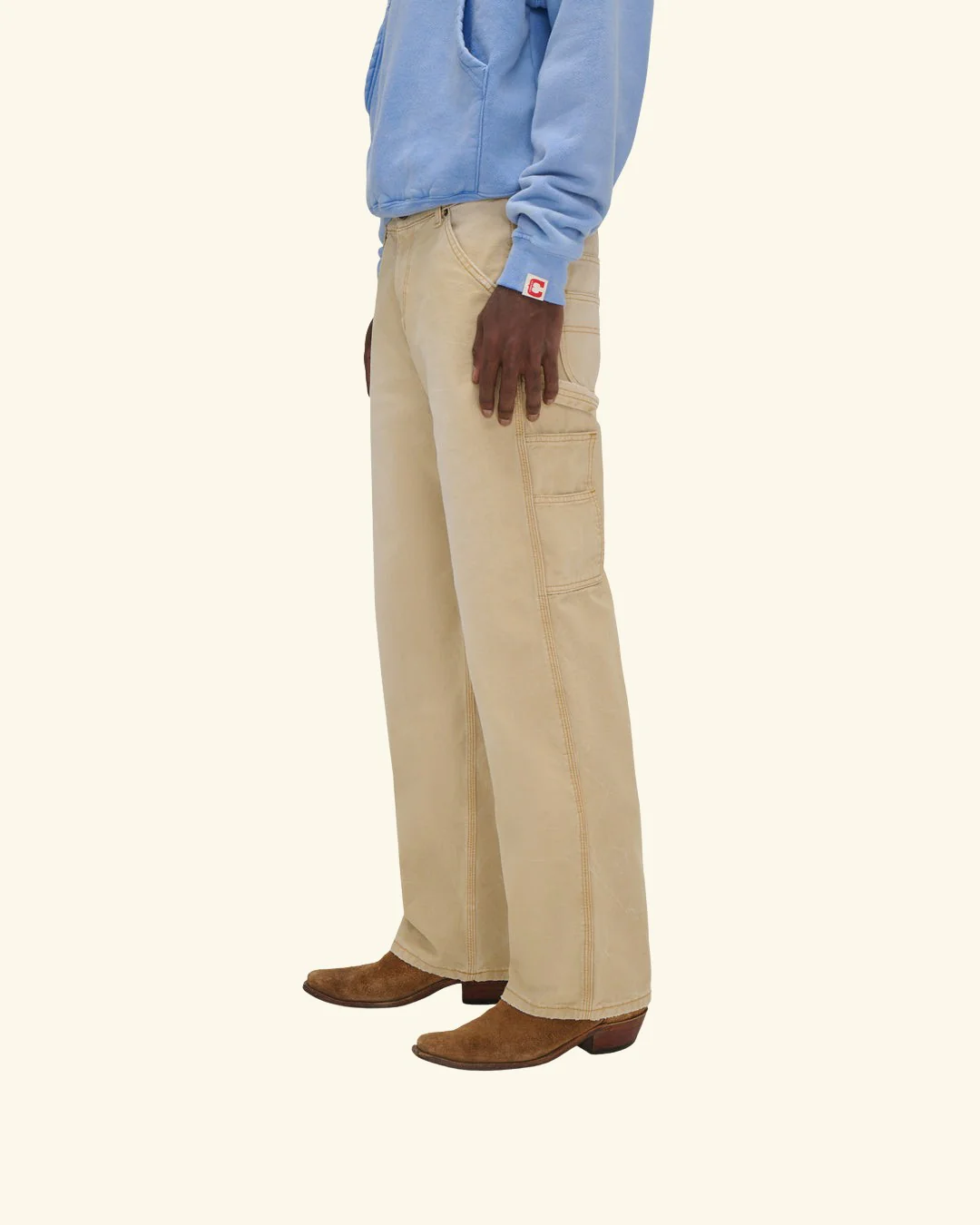 Wide Leg Carpenter Pants (Sun Faded Beige) - Image 4
