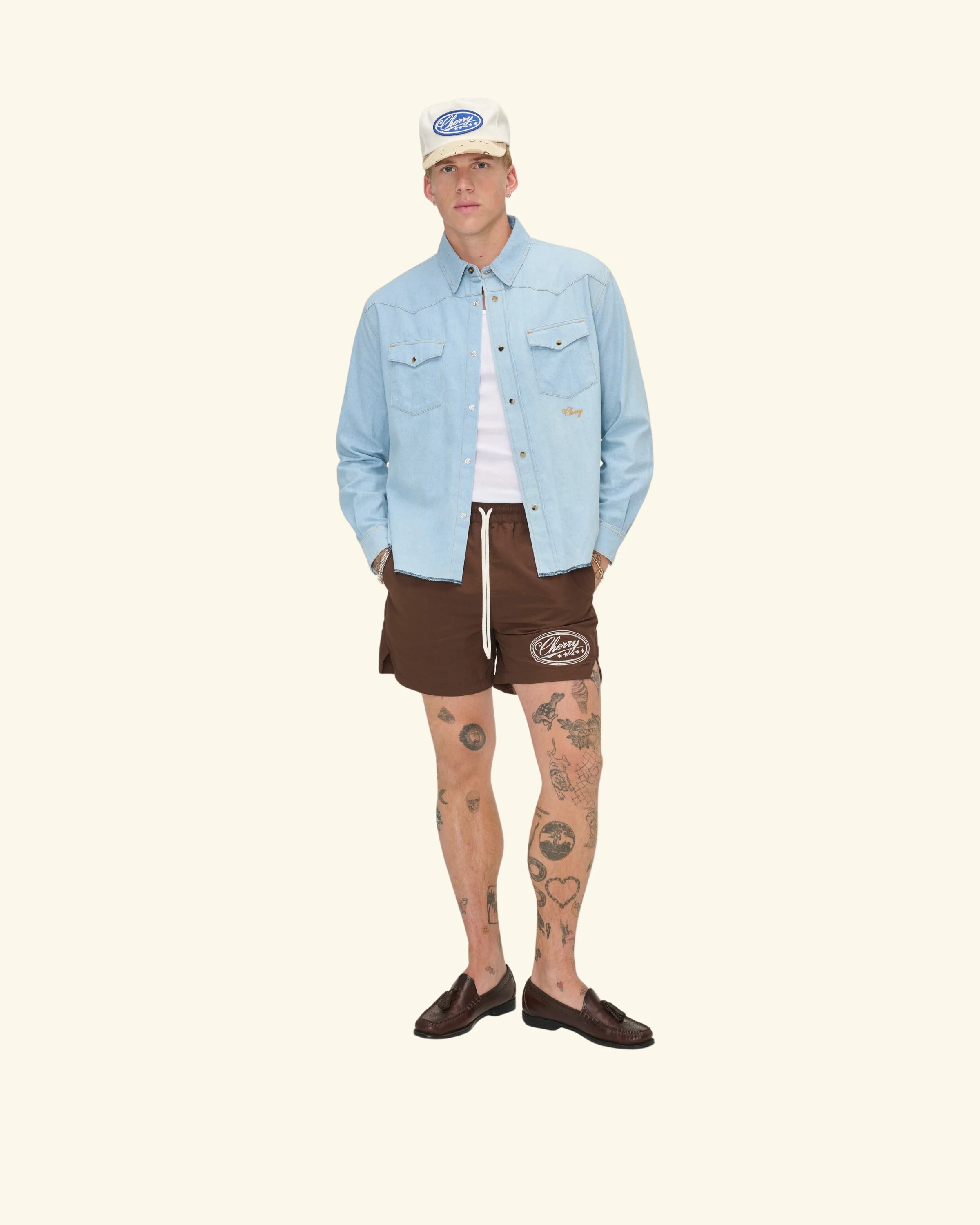 Chambray Denim Western Shirt  (Light Wash) - Image 4