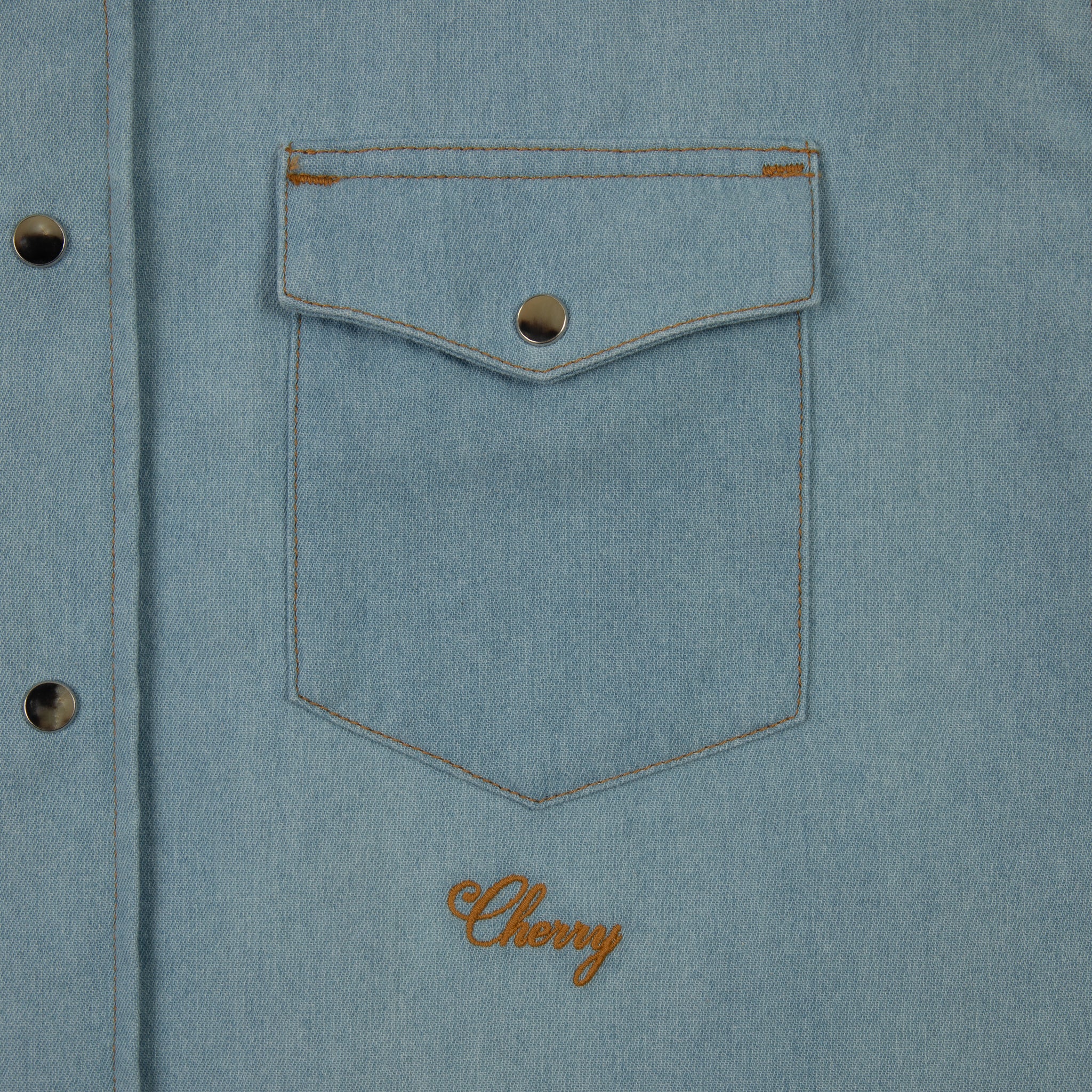 Chambray Denim Western Shirt  (Light Wash) - Image 5