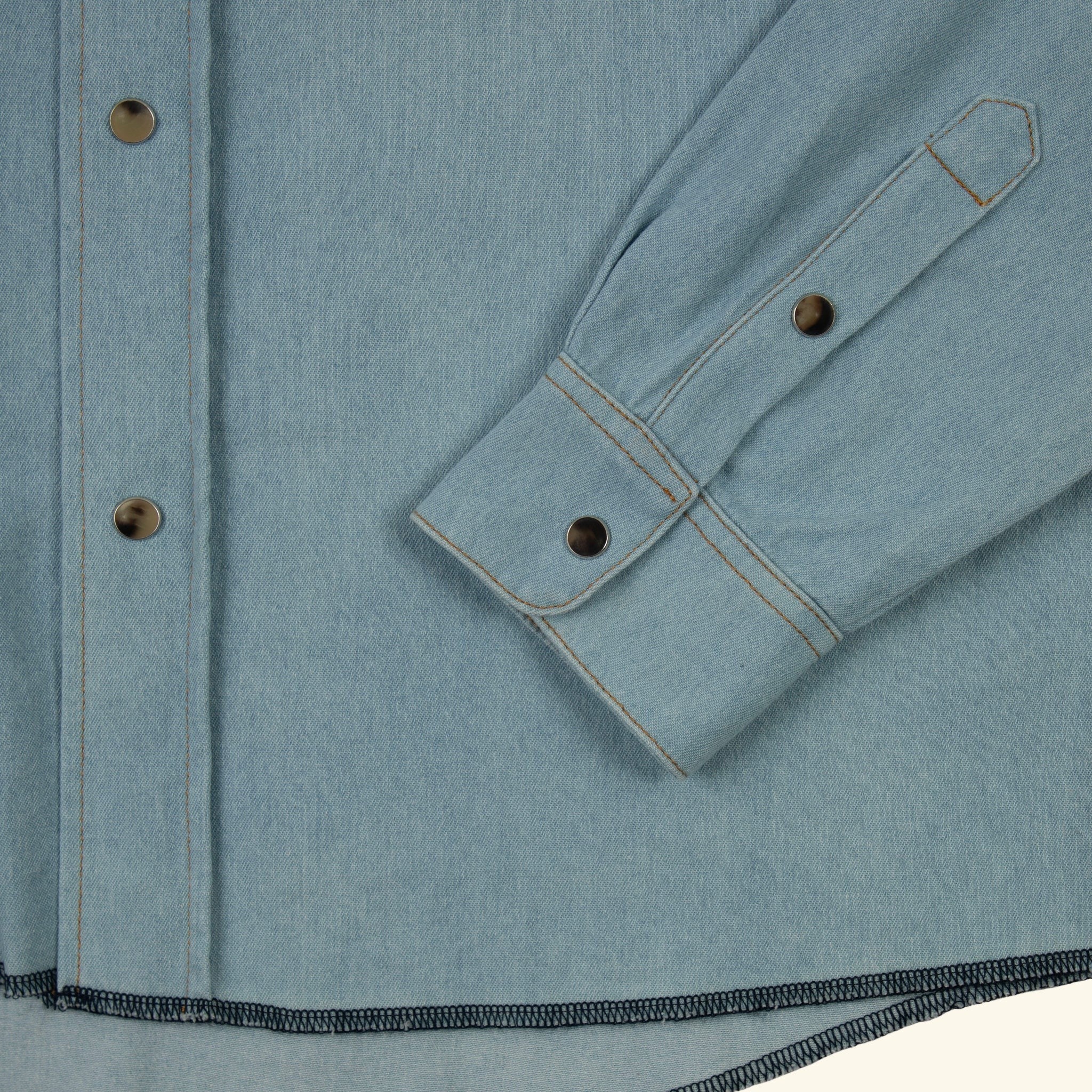 Chambray Denim Western Shirt  (Light Wash) - Image 6