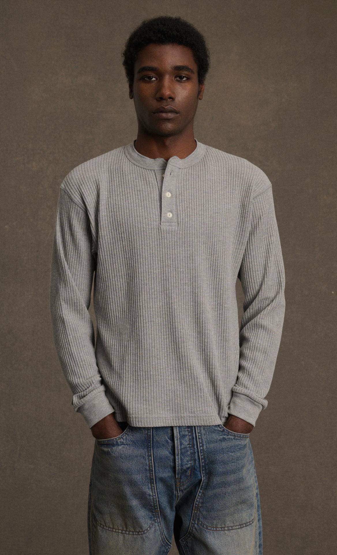 Chevron Classic Henley Thermal (Heather Grey) - Image 2