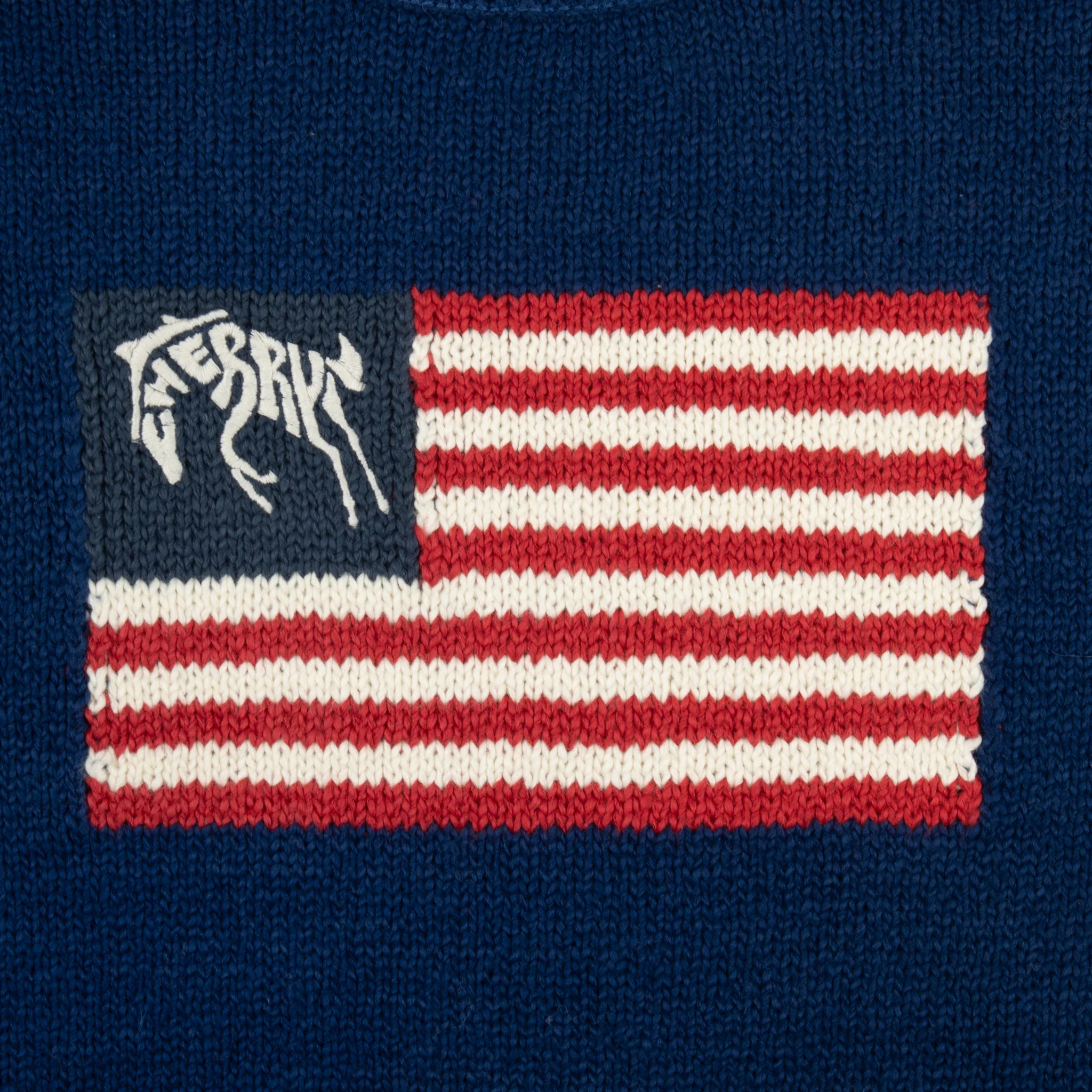 Cherry Flag Knit Crewneck (Navy) - Image 3