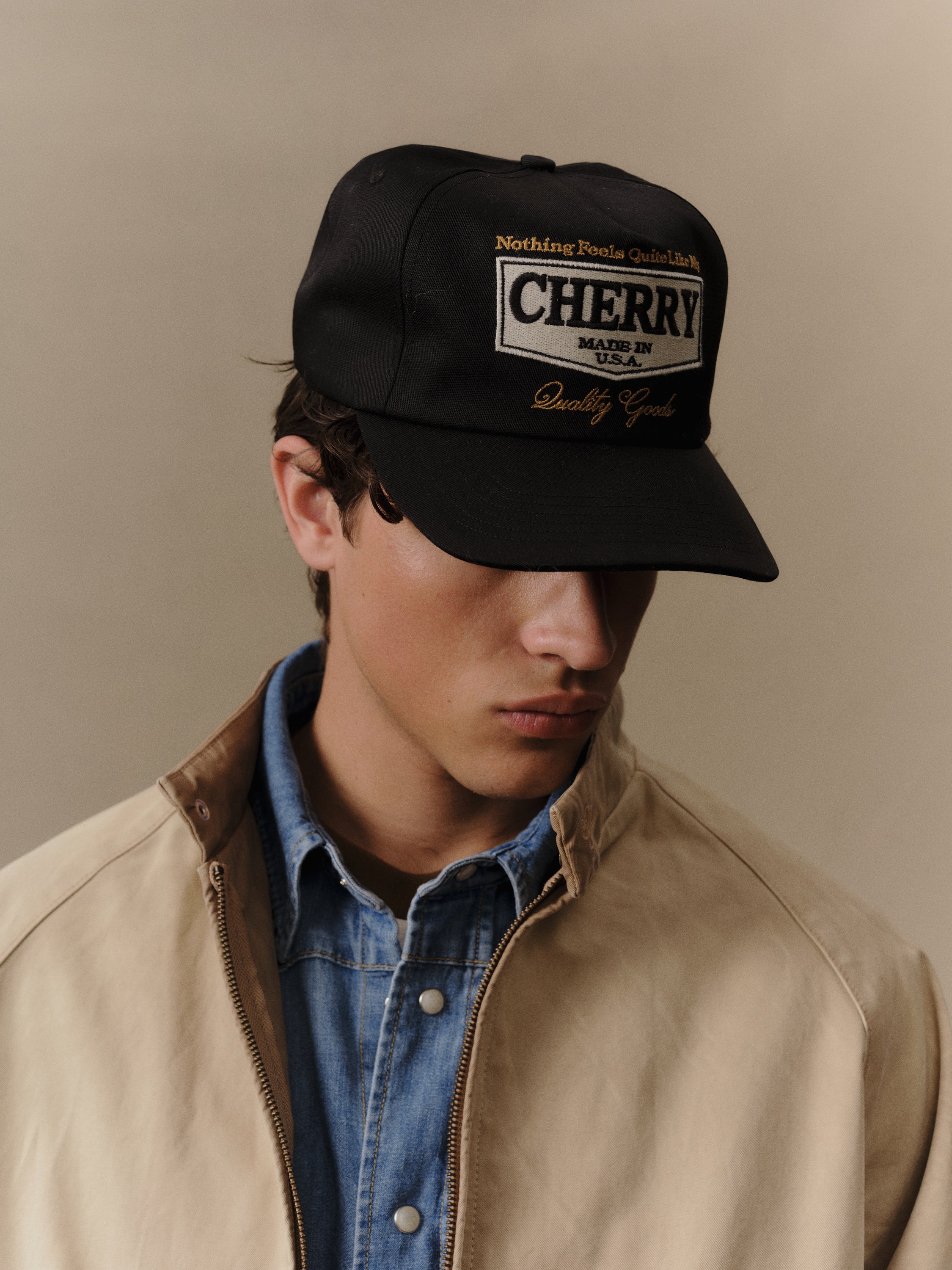Chevron 5 Panel Hat (Black) - Image 3