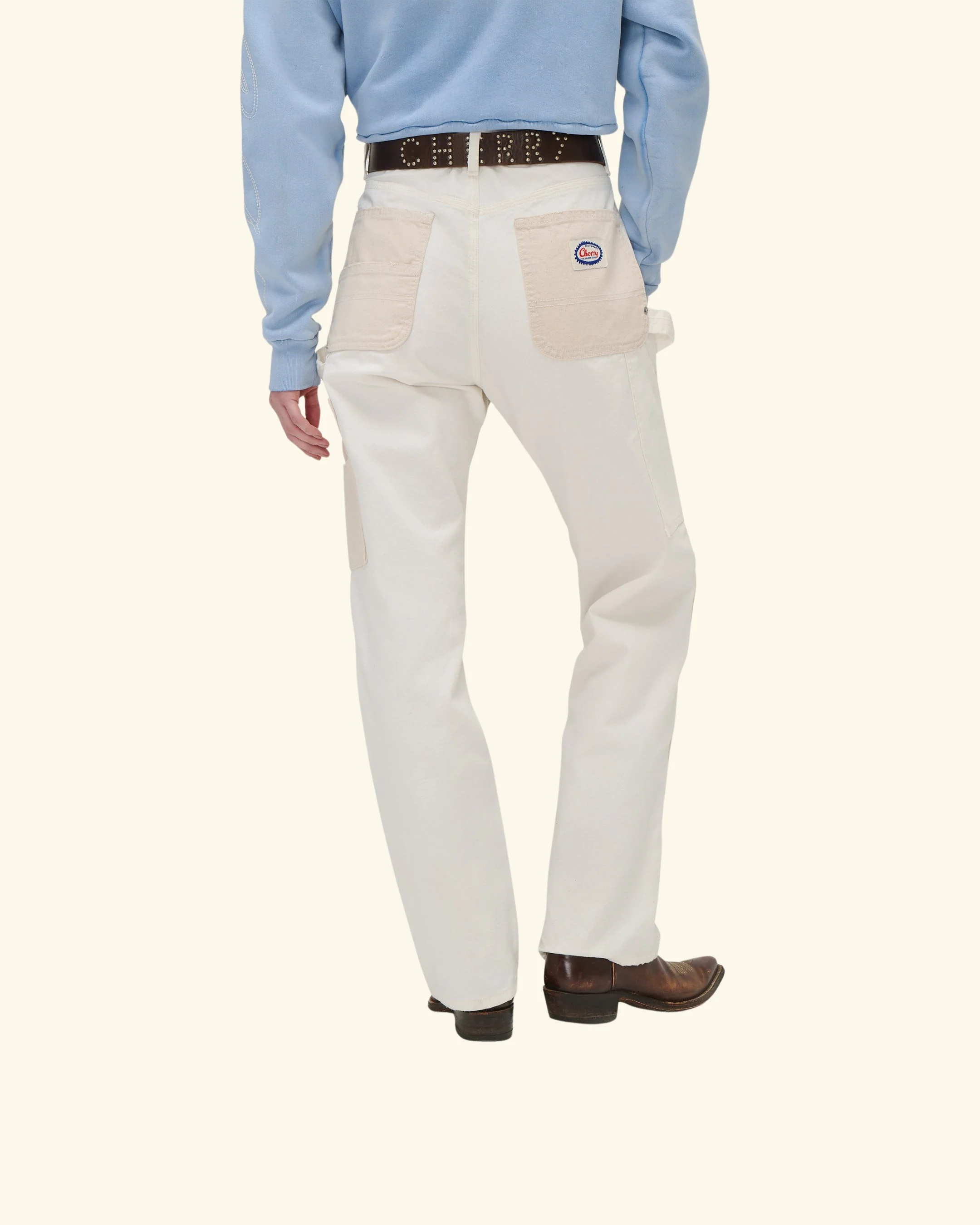 Contrast Double Knee Pant (Ecru) - Image 5