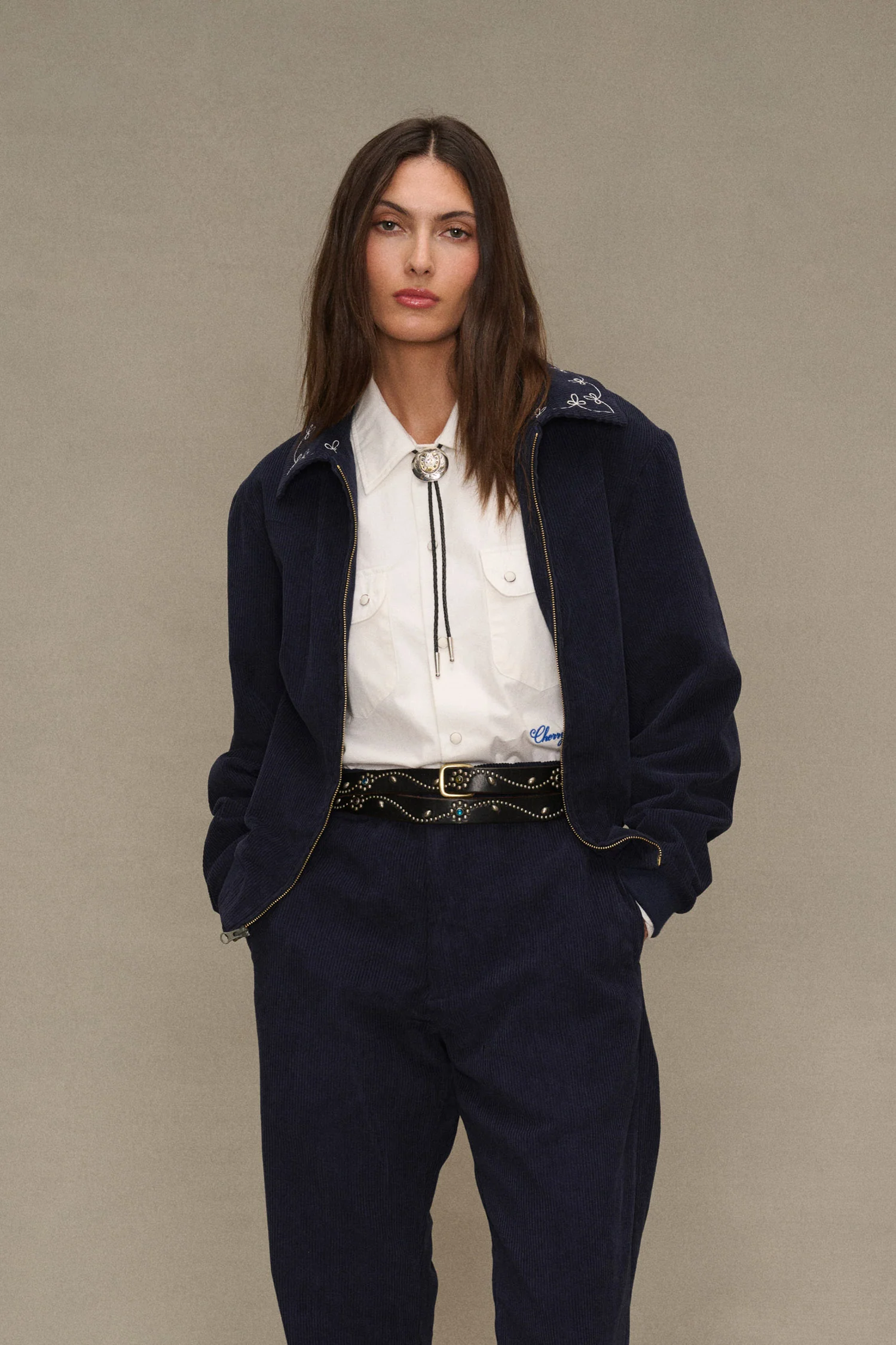 Corduroy Charro Jacket (Navy) - Image 3