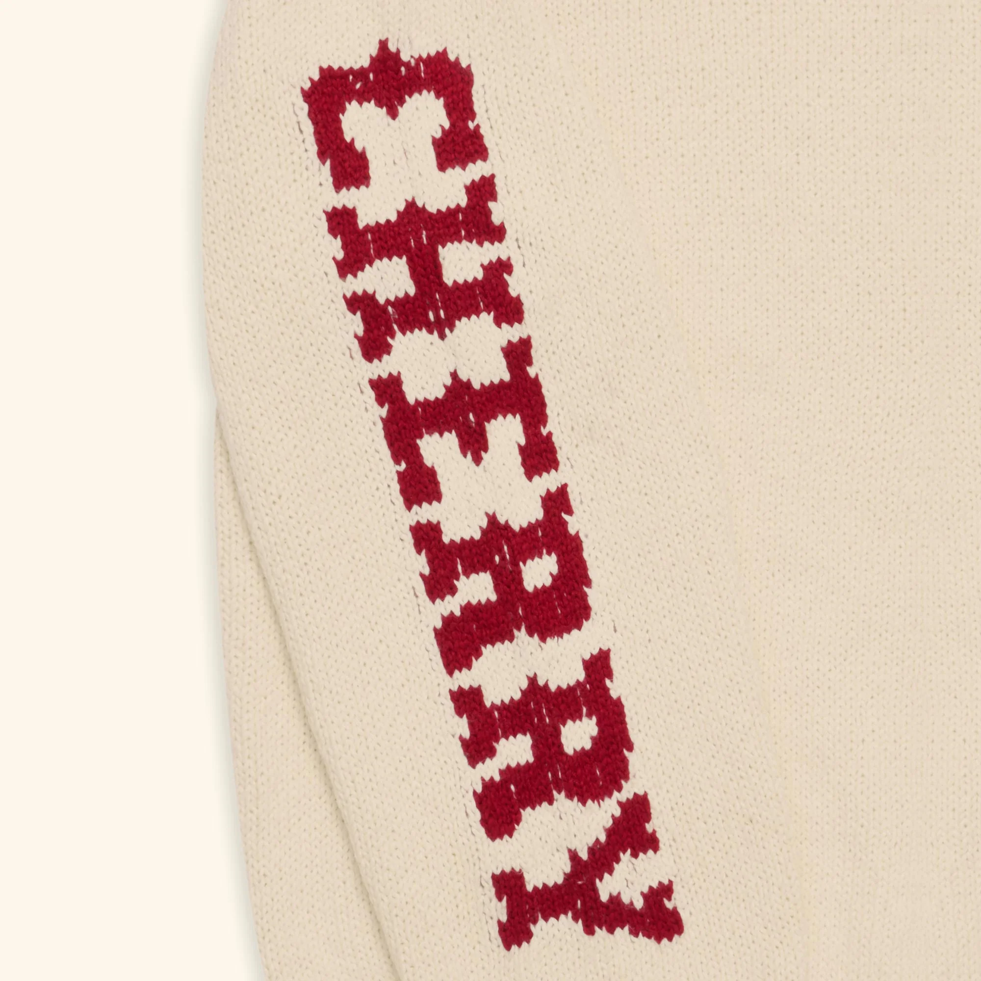 Cotton Knit Crewneck (Cream/Red) - Image 3