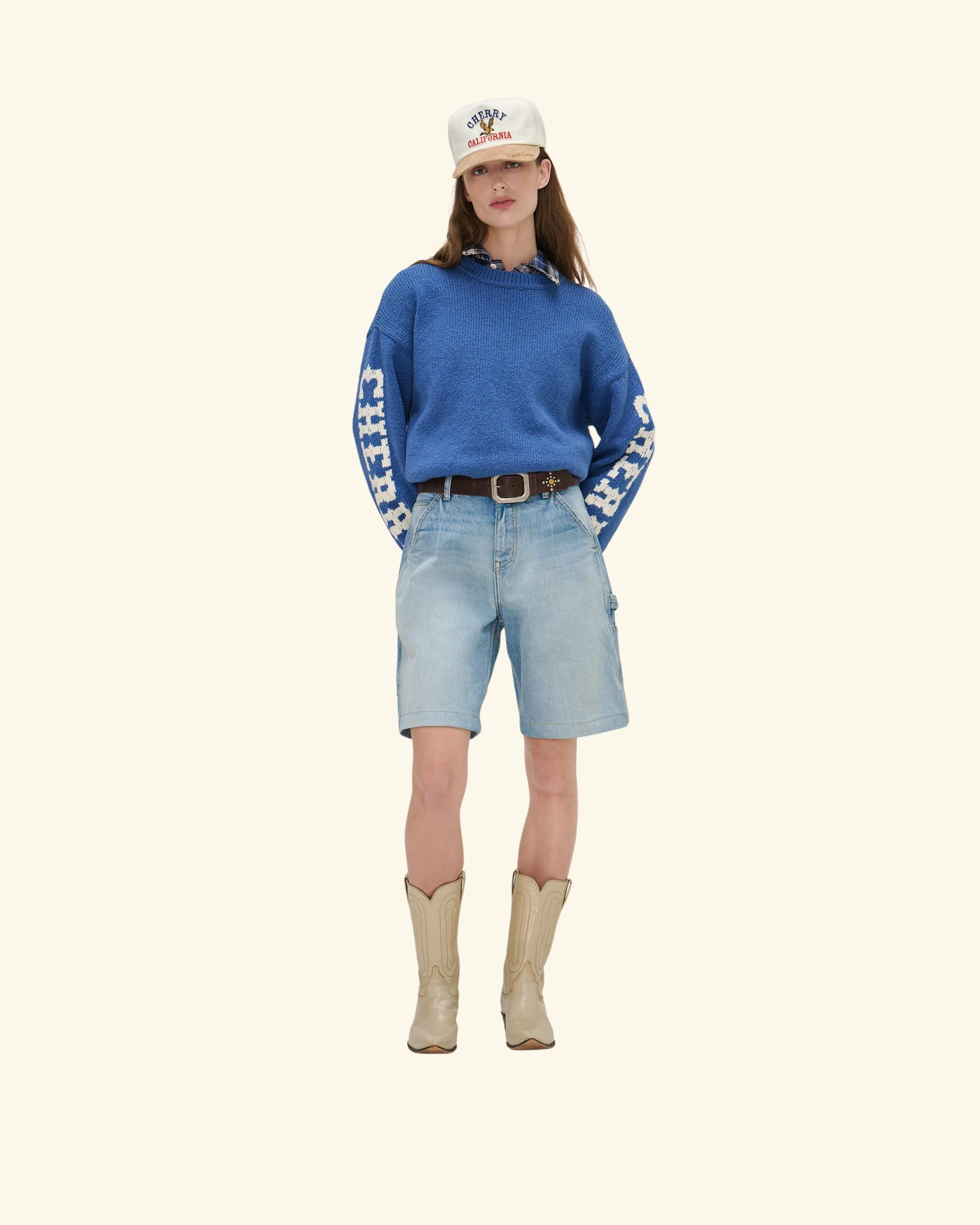 Cotton Knit Crewneck Sweater (Steel Blue) - Image 3