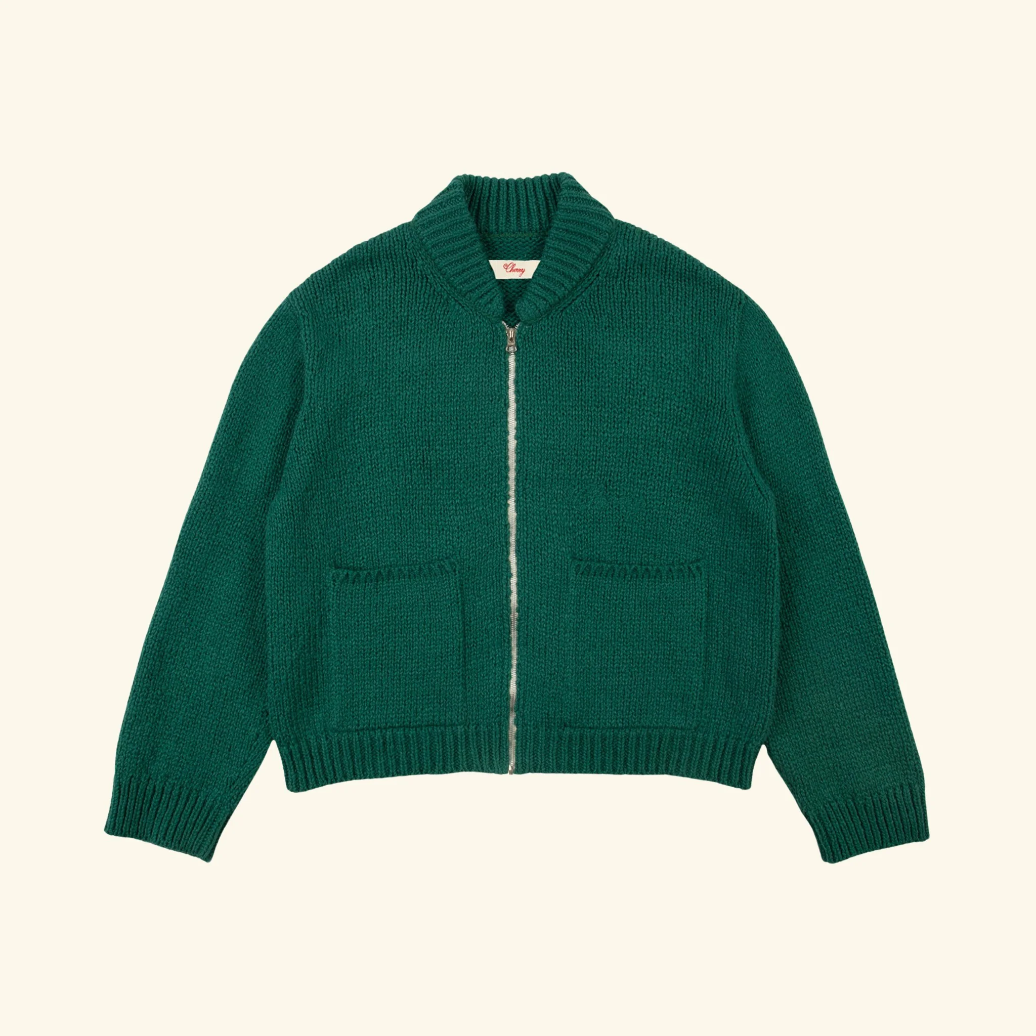 Cotton Knit Zip Jacket (Pine)