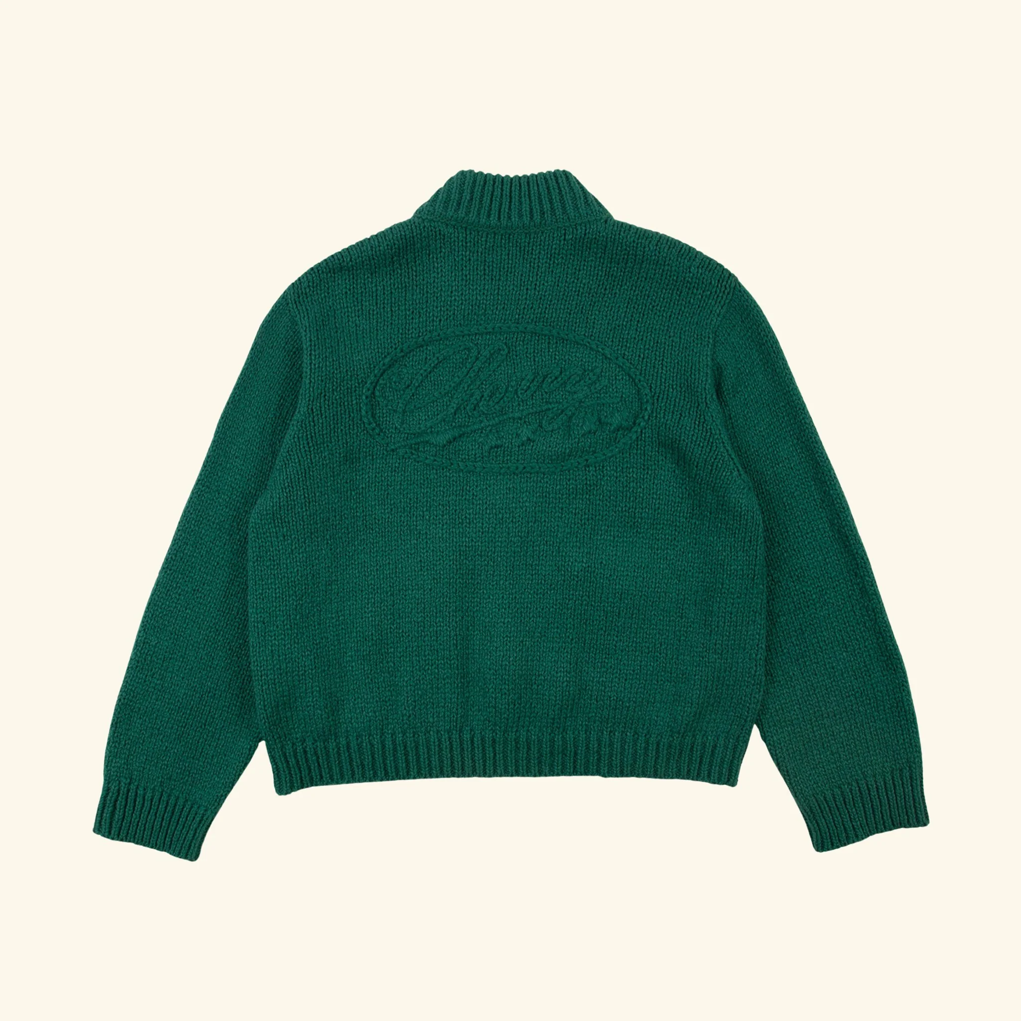 Cotton Knit Zip Jacket (Pine) - Image 3