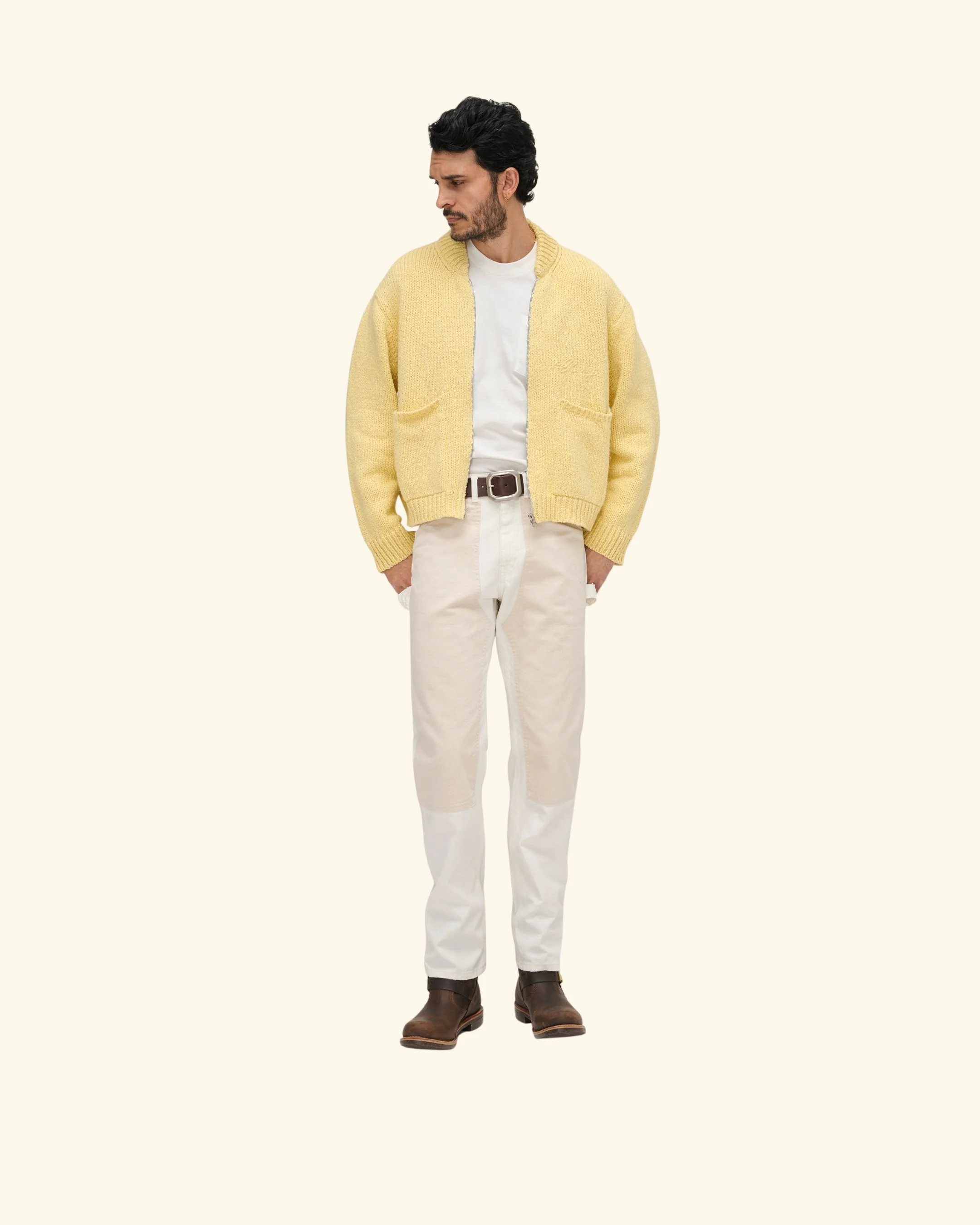 Cotton Knit Zip Jacket (Butter) - Image 3