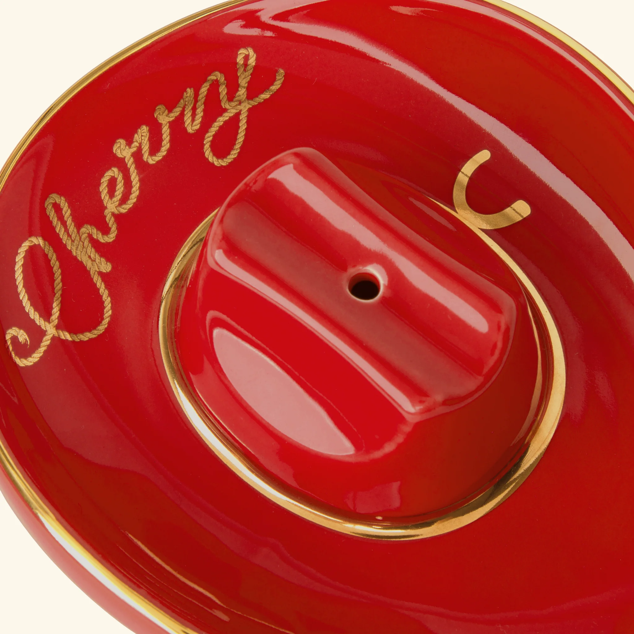 Cowboy Hat Incense Holder (Red/Gold) - Image 2