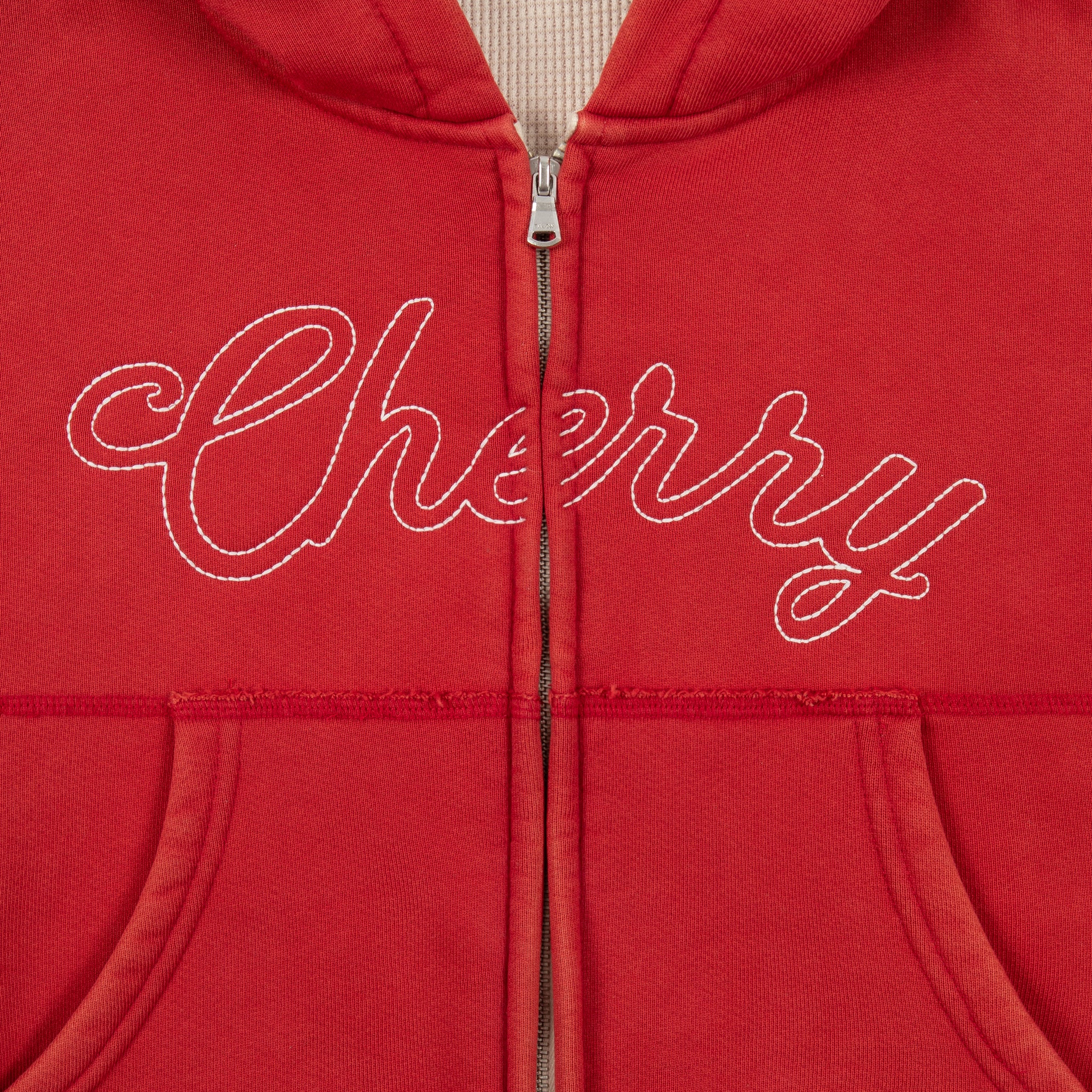 Cropped Thermal Zip-Up (Vintage Red) - Image 3