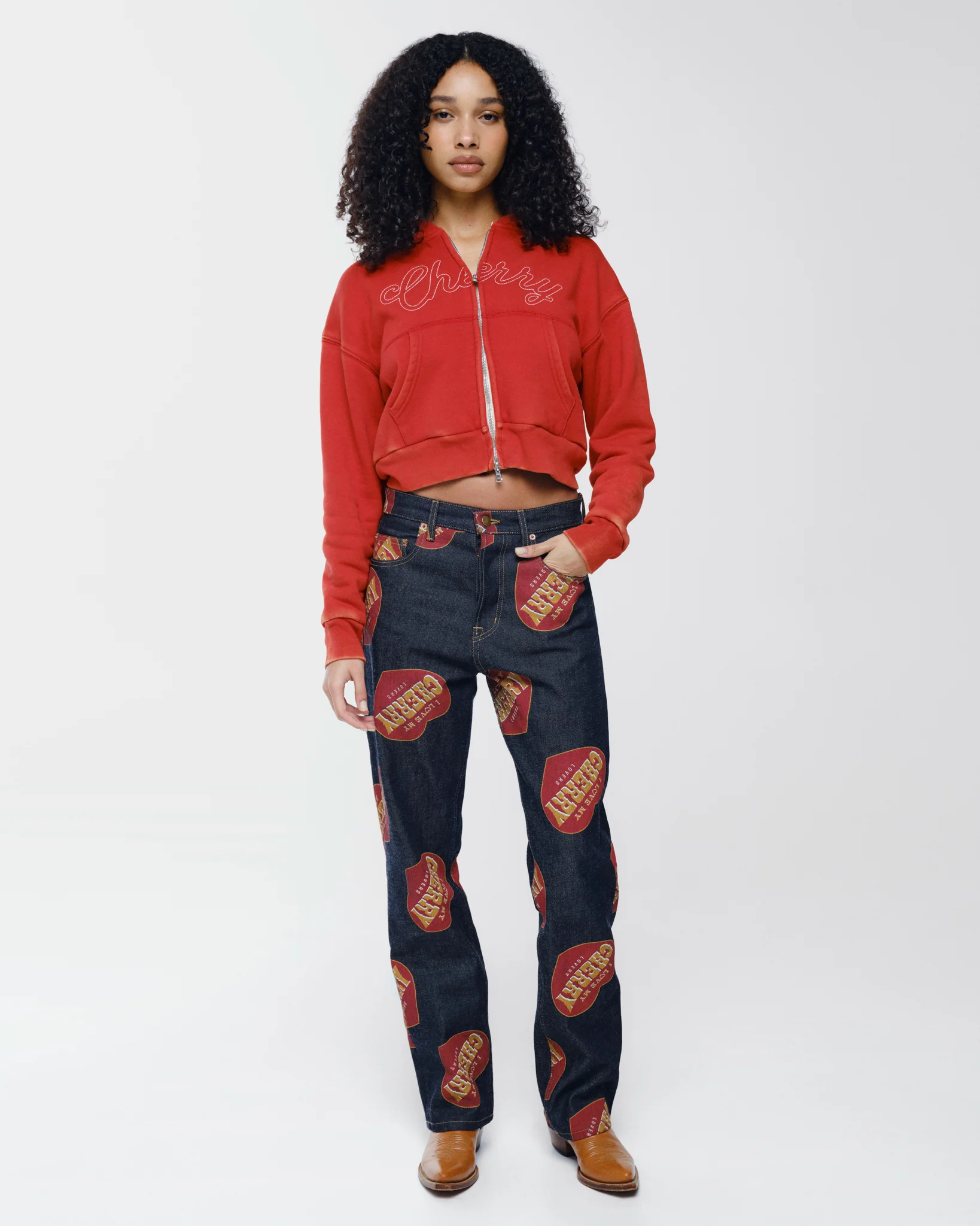 Cropped Thermal Zip-Up (Vintage Red) - Image 5