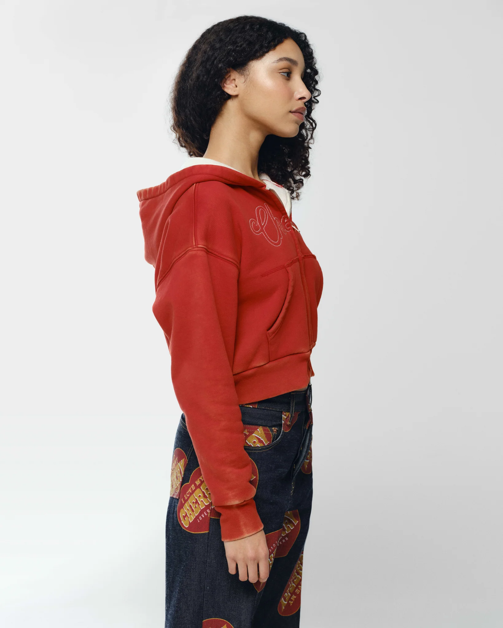 Cropped Thermal Zip-Up (Vintage Red) - Image 7