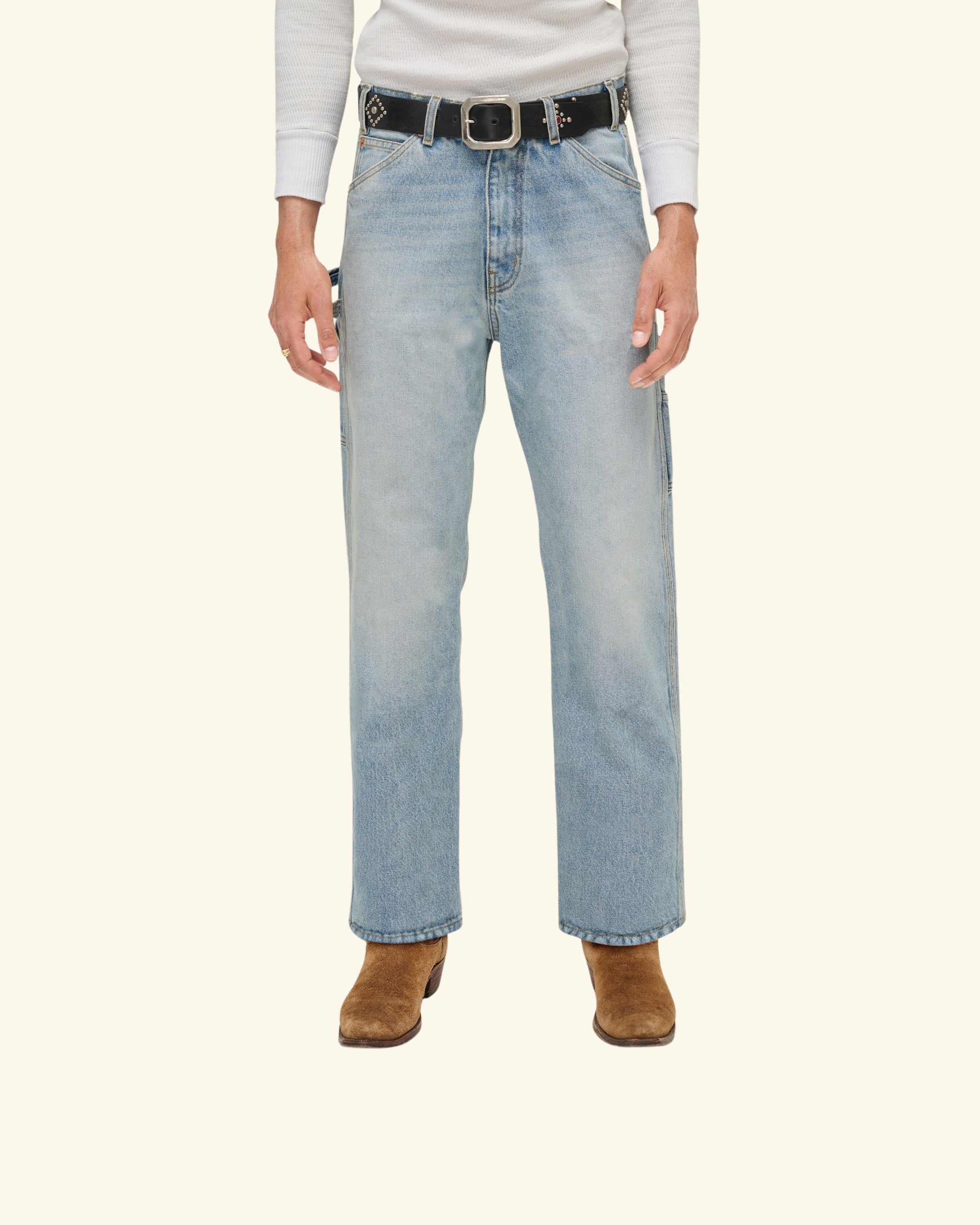 Wide Leg Carpenter Pants (Indigo Light Wash) - Image 3
