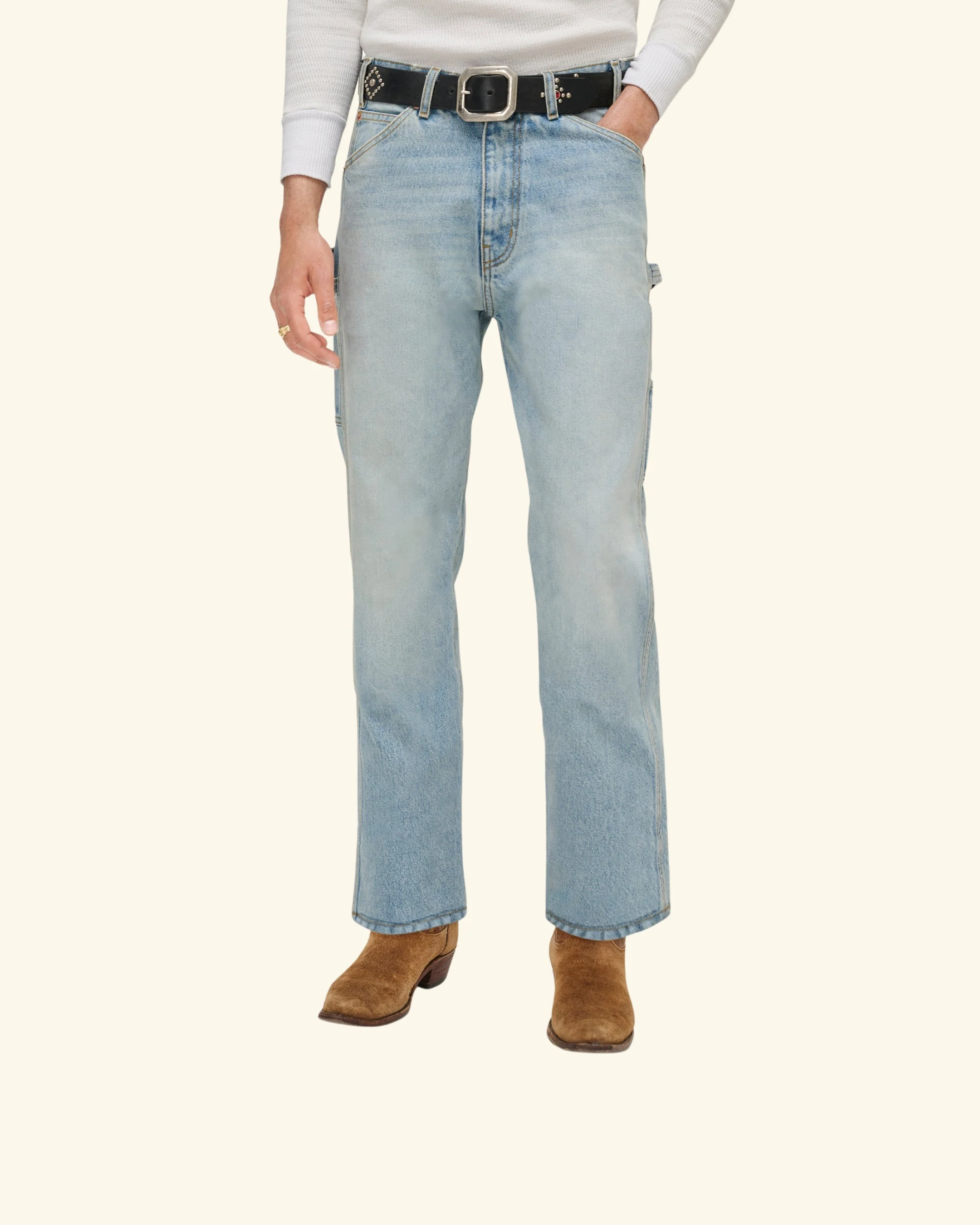 Wide Leg Carpenter Pants (Indigo Light Wash) - Image 4