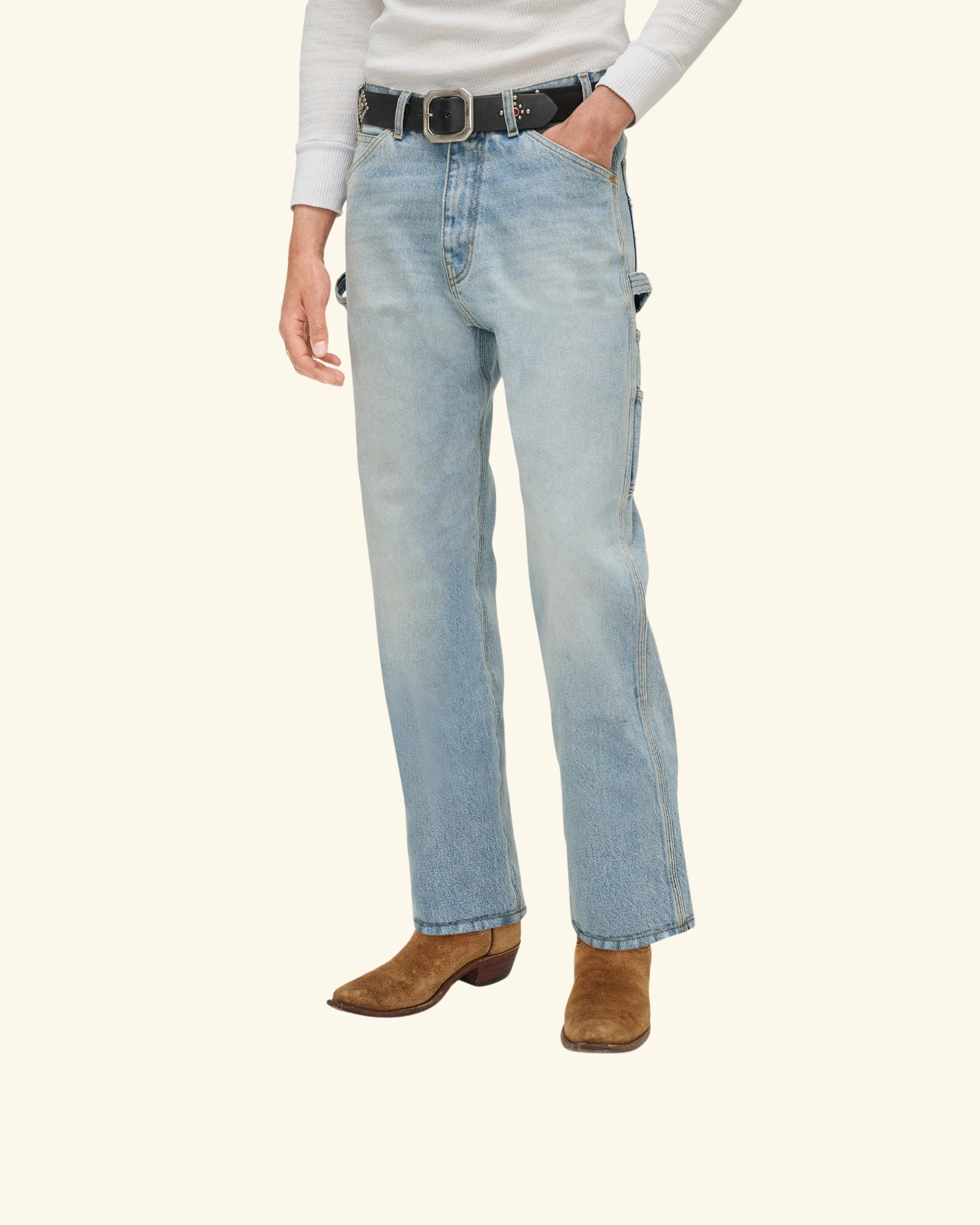 Wide Leg Carpenter Pants (Indigo Light Wash) - Image 6