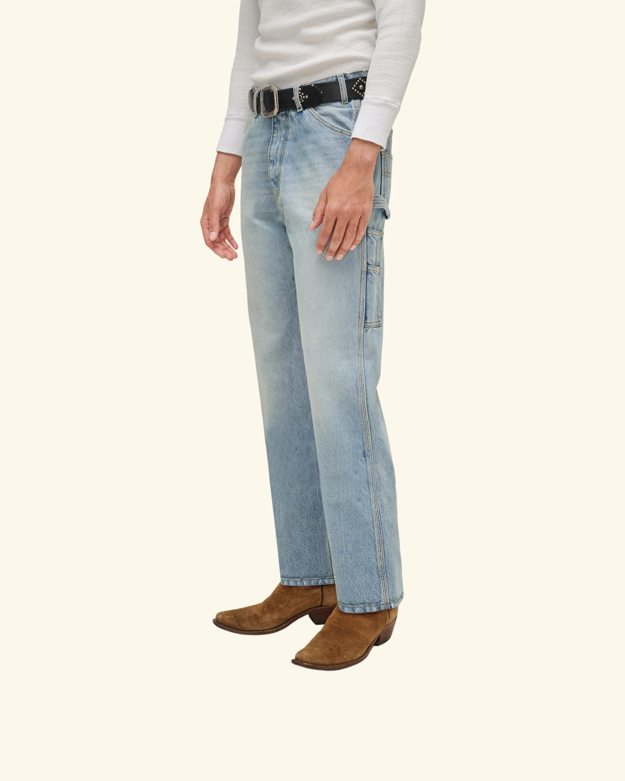 Wide Leg Carpenter Pants (Indigo Light Wash) - Image 7