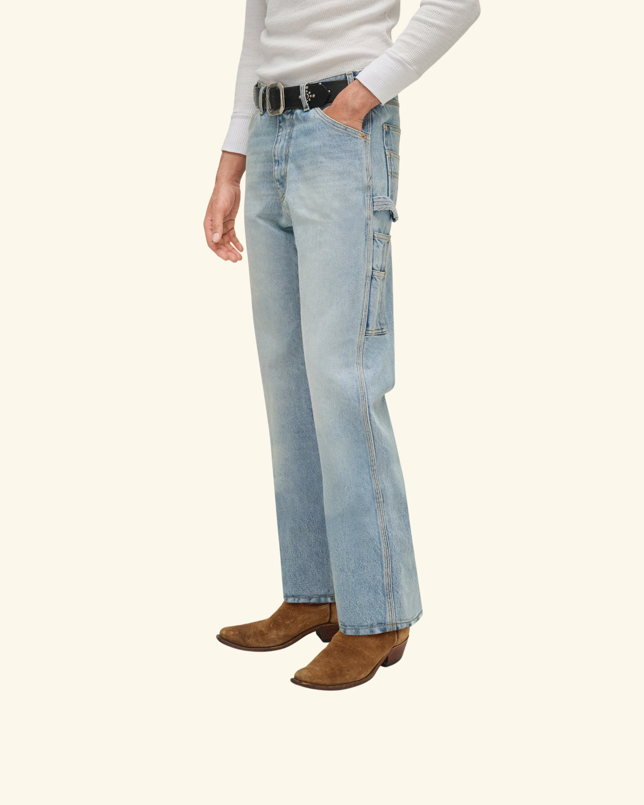 Wide Leg Carpenter Pants (Indigo Light Wash) - Image 8