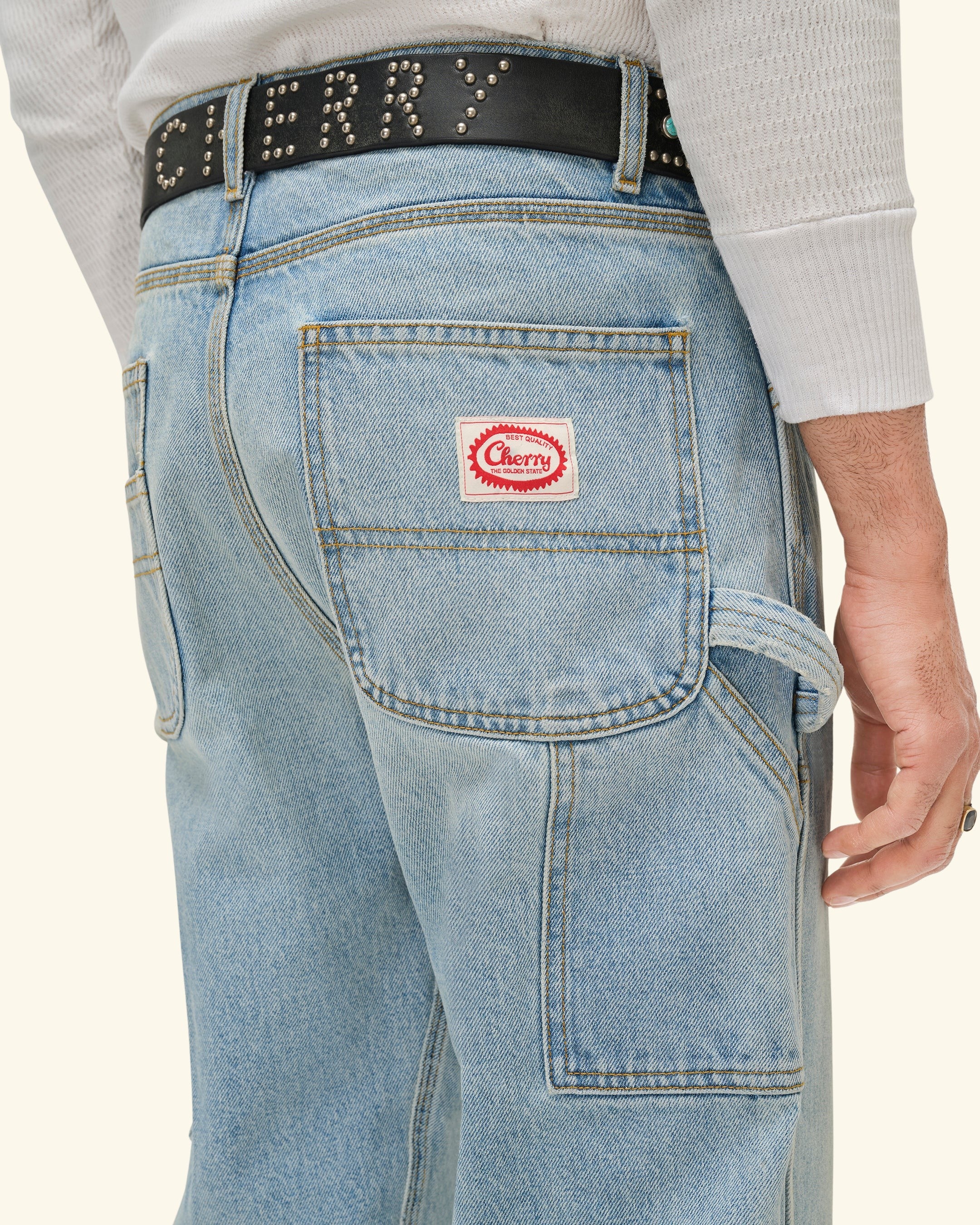 Wide Leg Carpenter Pants (Indigo Light Wash) - Image 9
