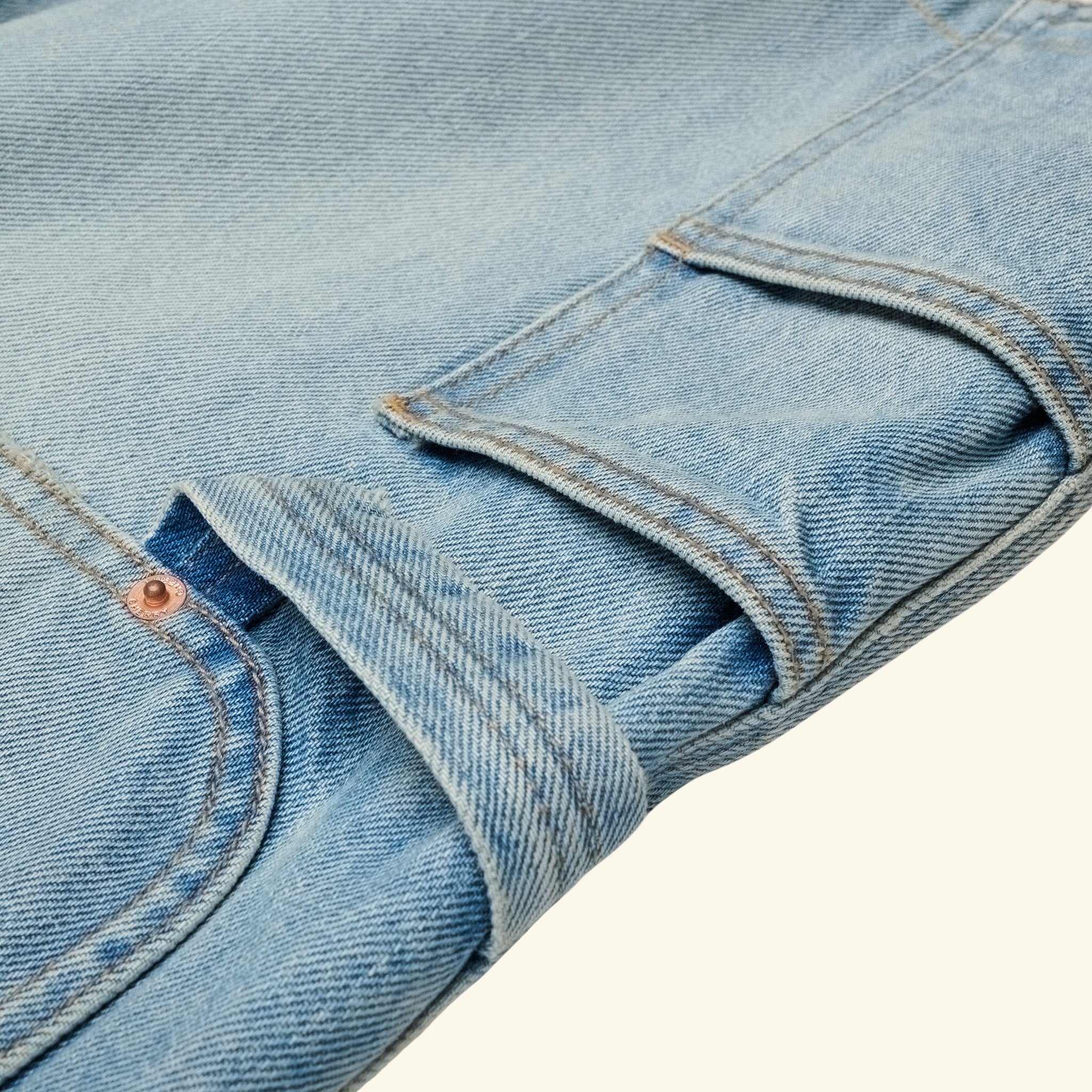 Wide Leg Carpenter Shorts (Indigo Light Wash) - Image 4