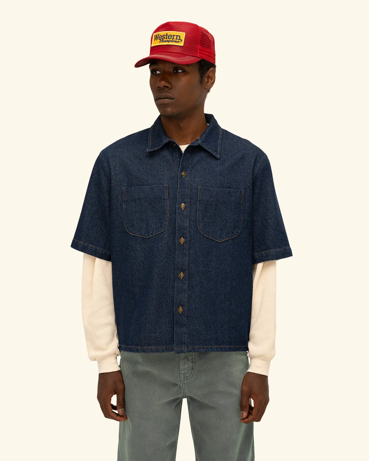 Denim Chambray Short Sleeve Shirt - Image 8