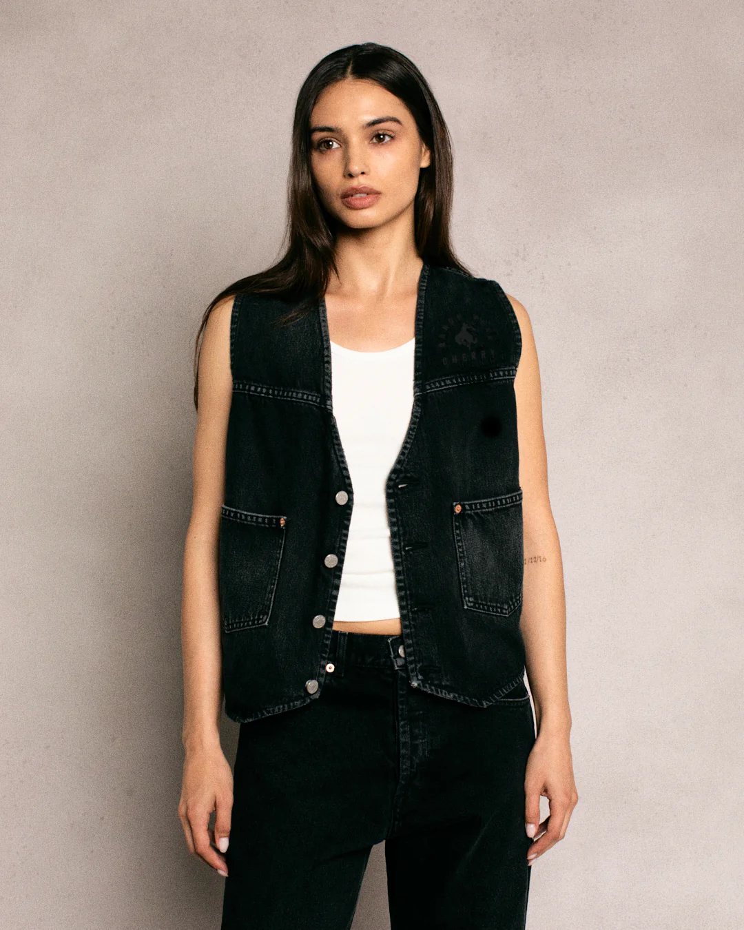 Denim Ranch Vest (Black) - Image 5