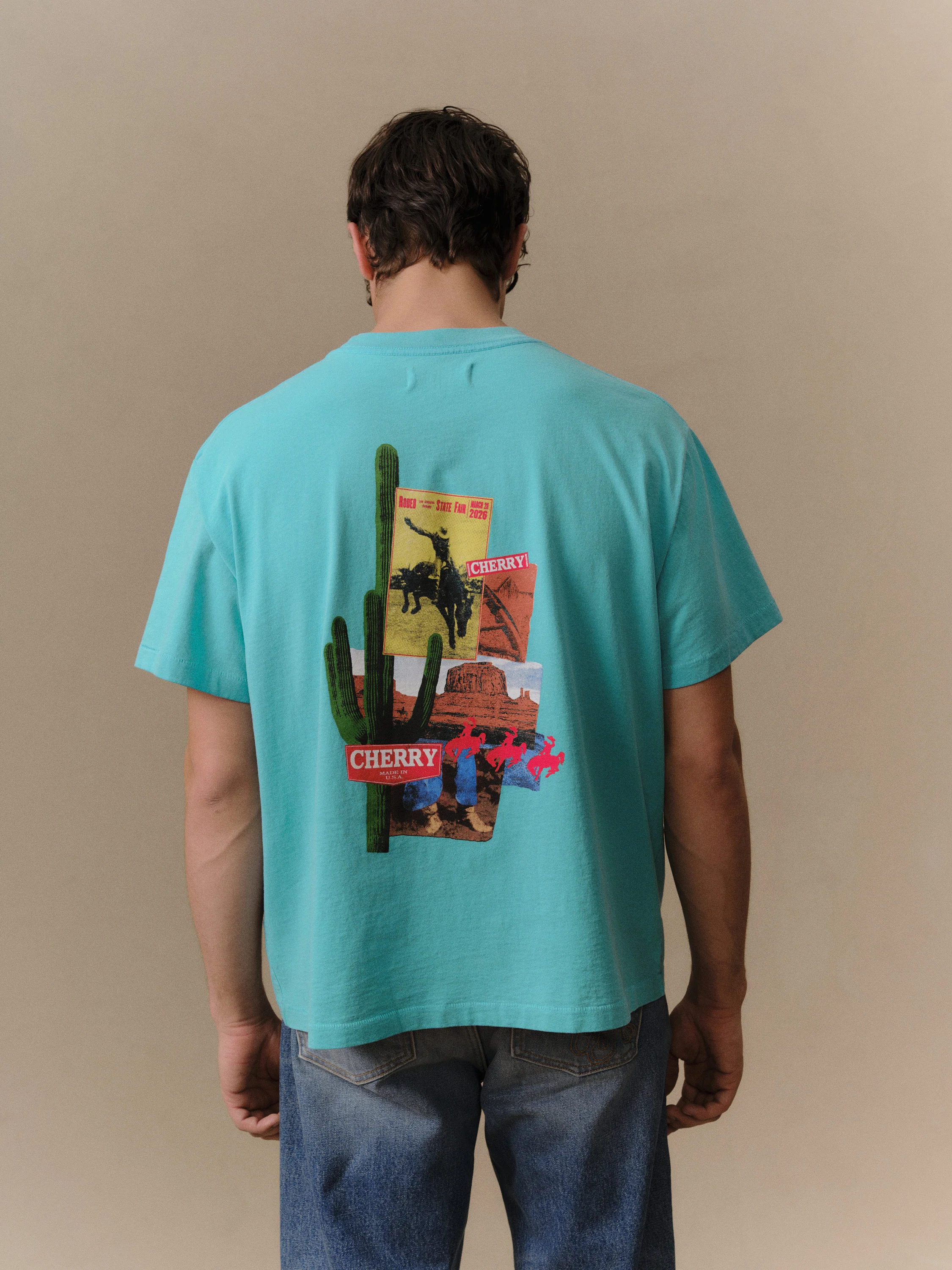 Desert Boxy T-Shirt (Turquoise) - Image 3