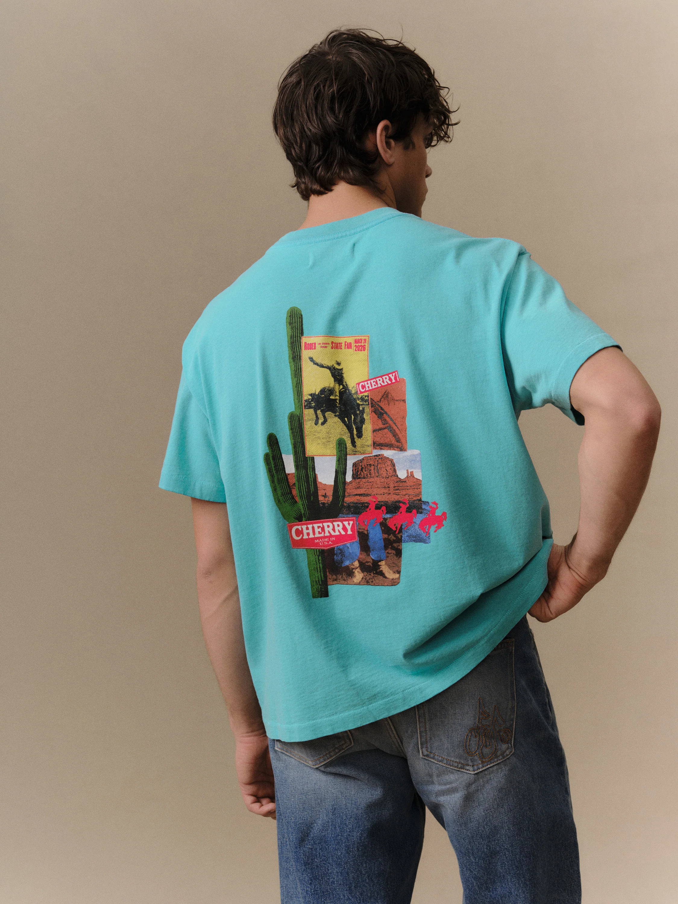 Desert Boxy T-Shirt (Turquoise) - Image 6