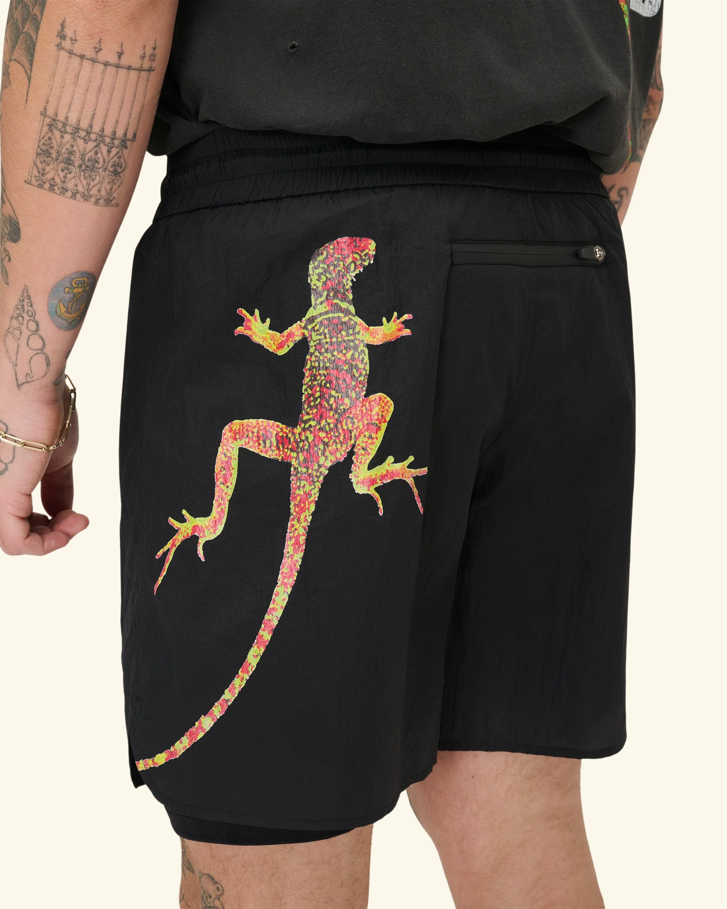 Desert Gecko Nylon Running Short (Black) - Image 4