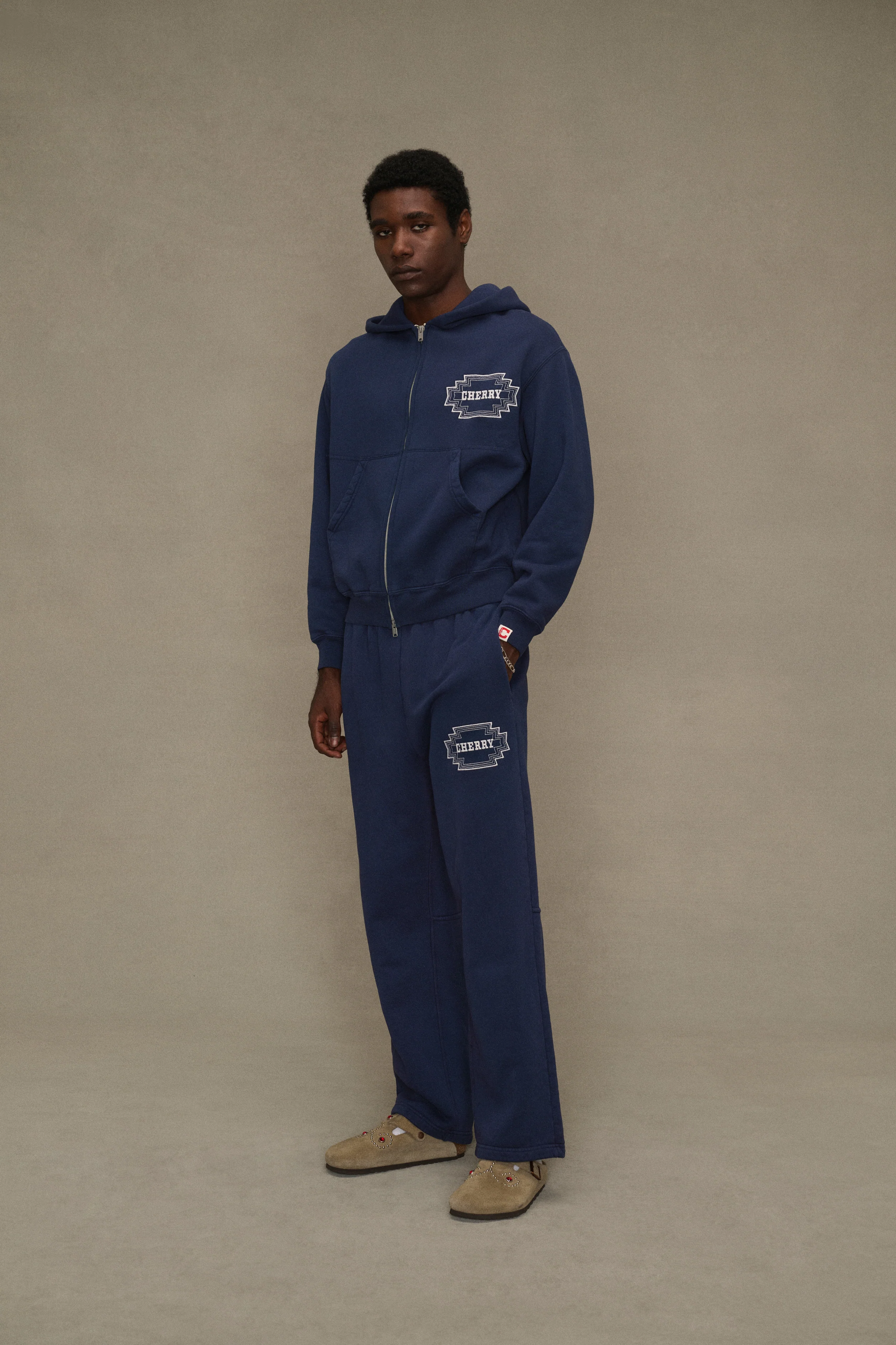 Embroidered Frontier Parachute Sweatpants (Navy) - Image 2