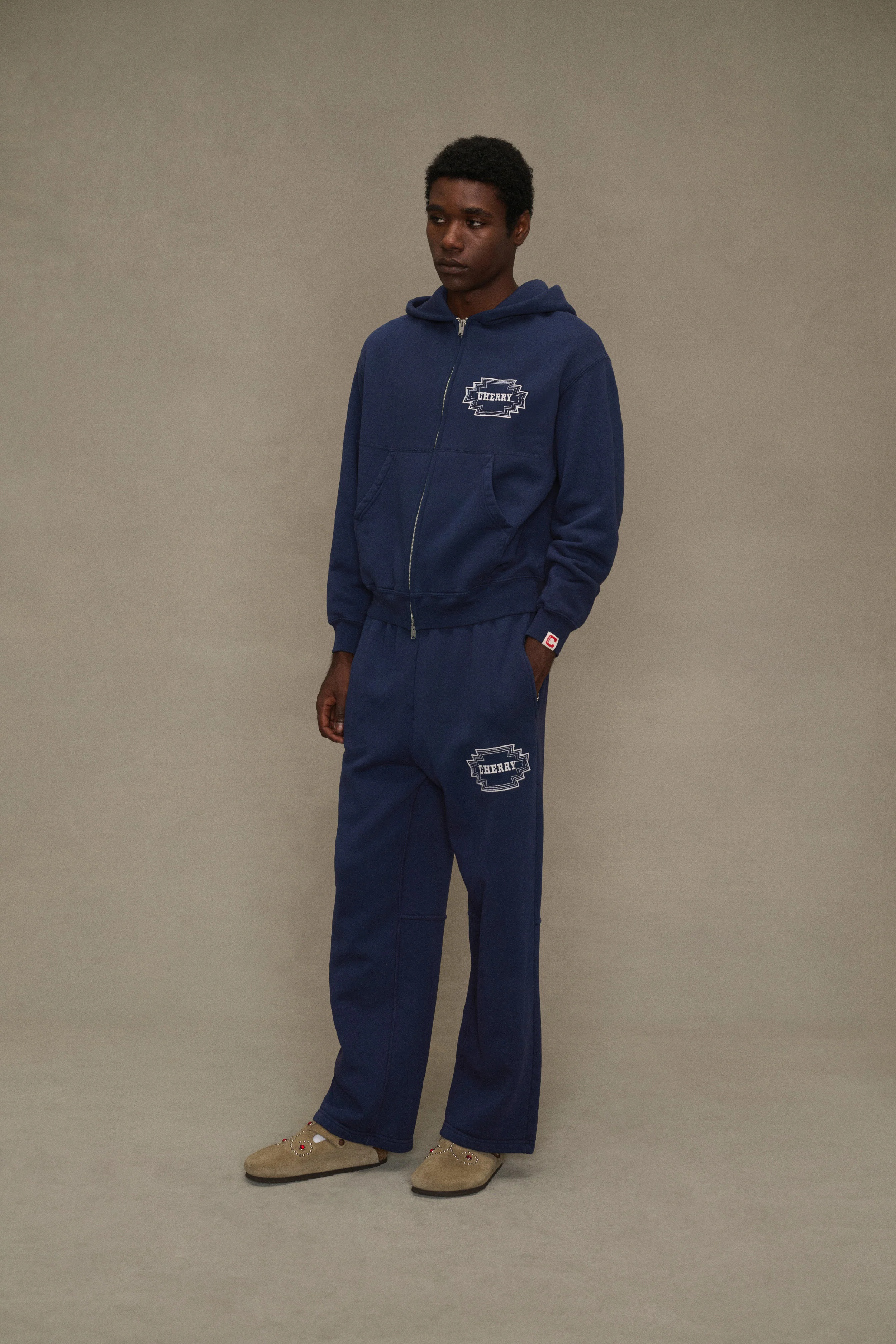 Embroidered Frontier Zip Up Hoodie (Navy) - Image 2
