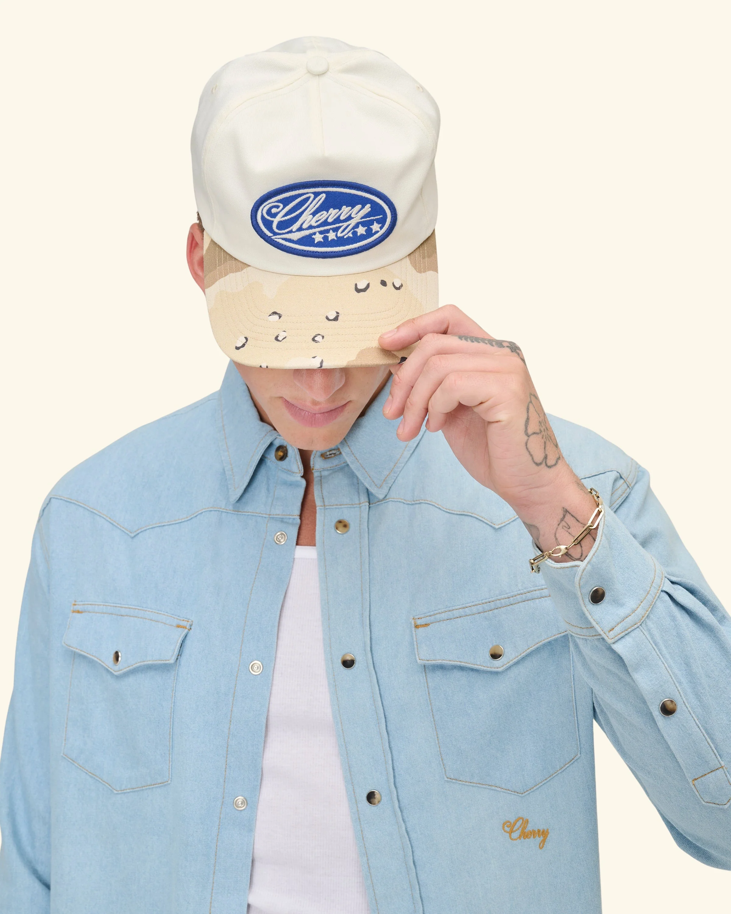 Five Star 5 Panel Hat (White/Desert Storm Camo) - Image 3