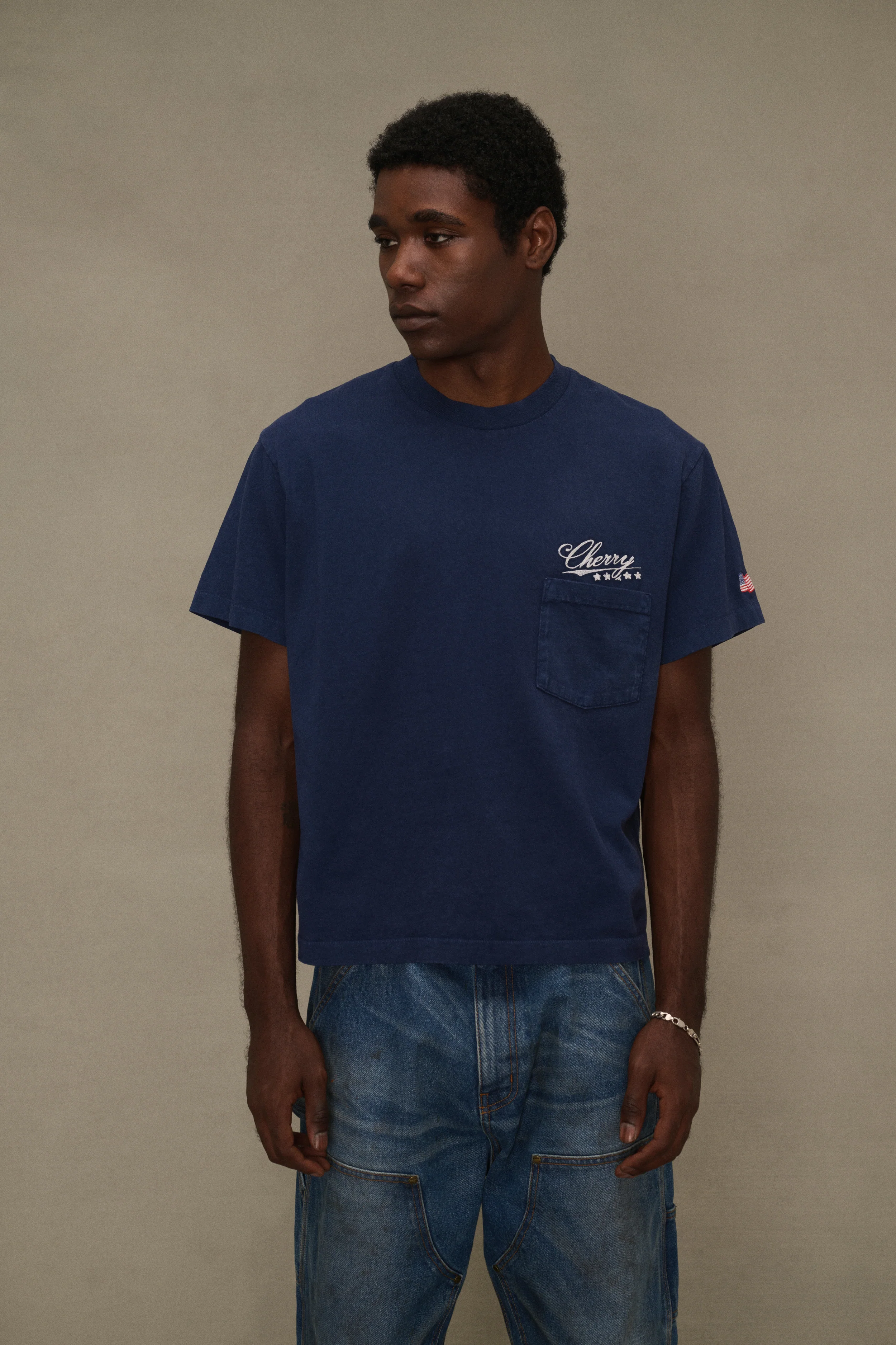 Five Star Boxy Pocket T-Shirt (Navy) - Image 5